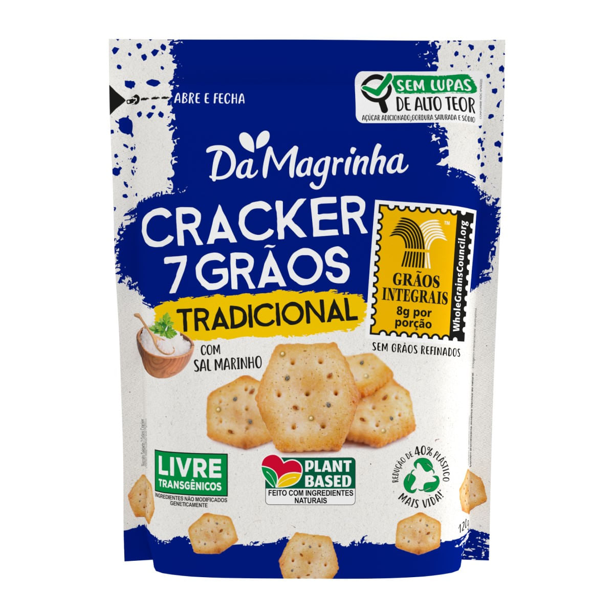 Biscoito Cracker Integral 7 Grãos Tradicional Da Magrinha 120 g