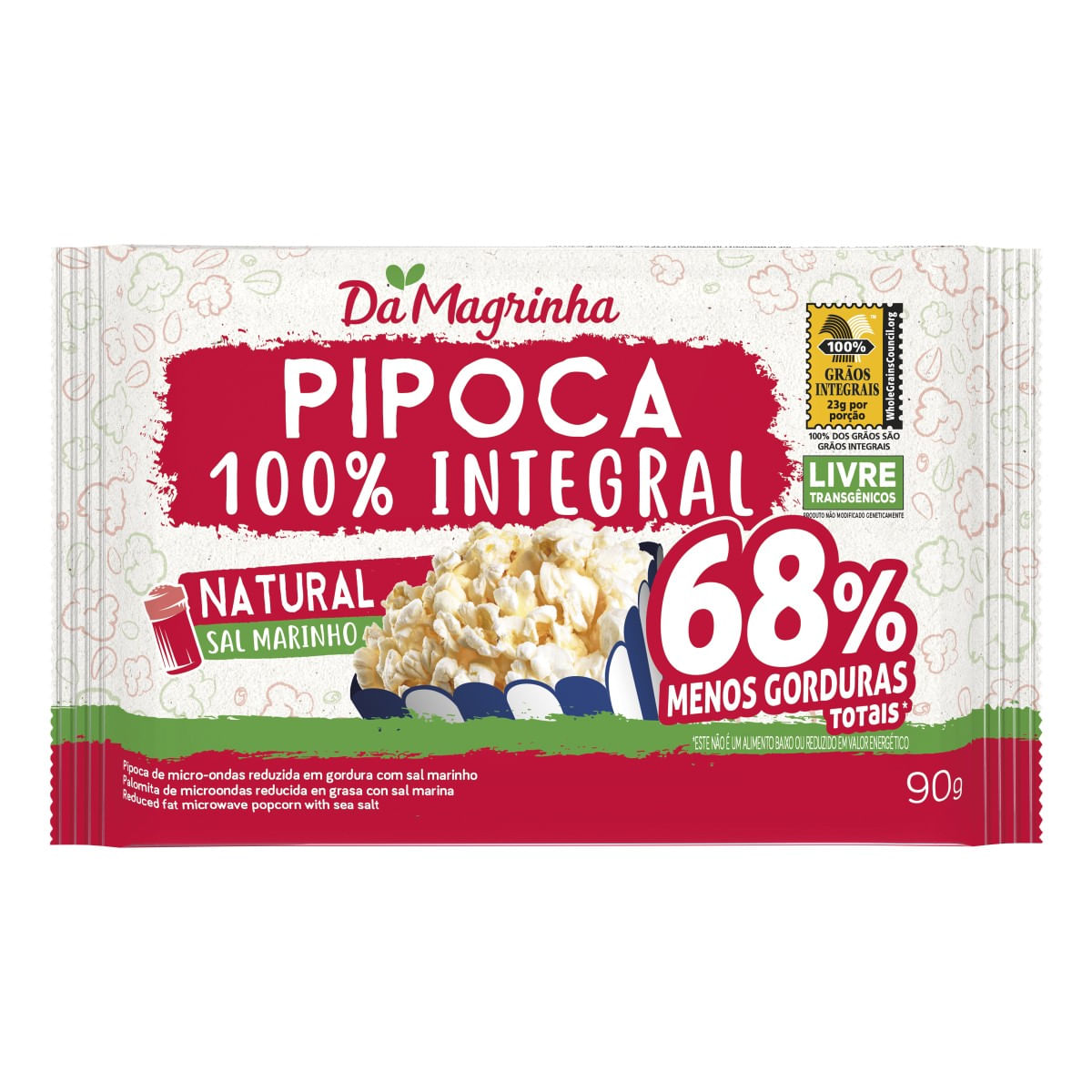 Milho para Pipoca de Micro-ondas Integral Natural Da Magrinha 90 g