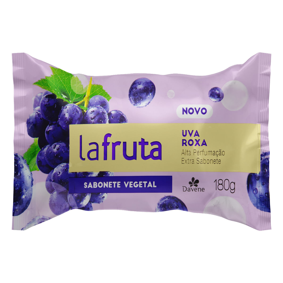 Sabonete Barra Vegetal Uva Roxa Davene La Fruta Flow Pack 180 g