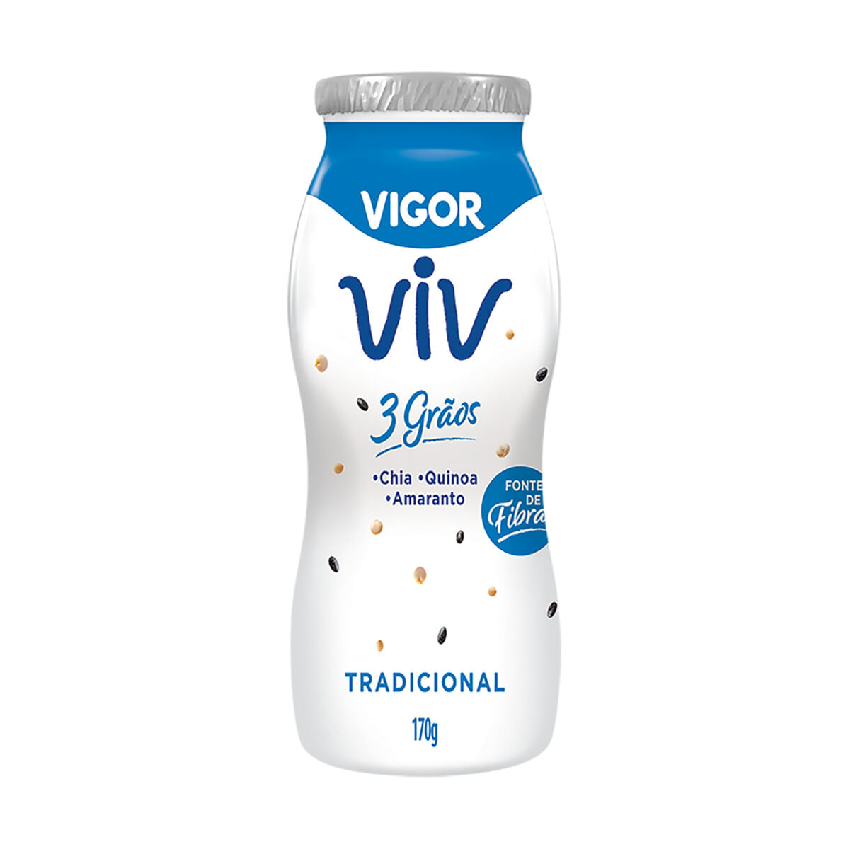 Iogurte Parcialmente Desnatado Tradicional Vigor Viv 3 Grãos Frasco 170 g