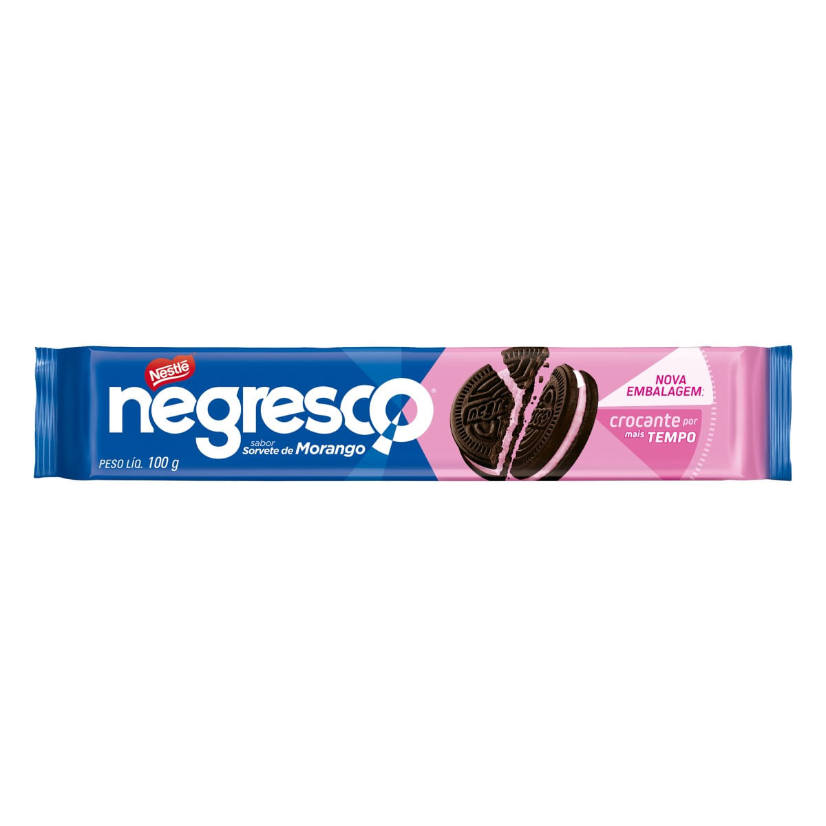 Biscoito de Chocolate Recheio Sorvete de Morango Negresco 100 g