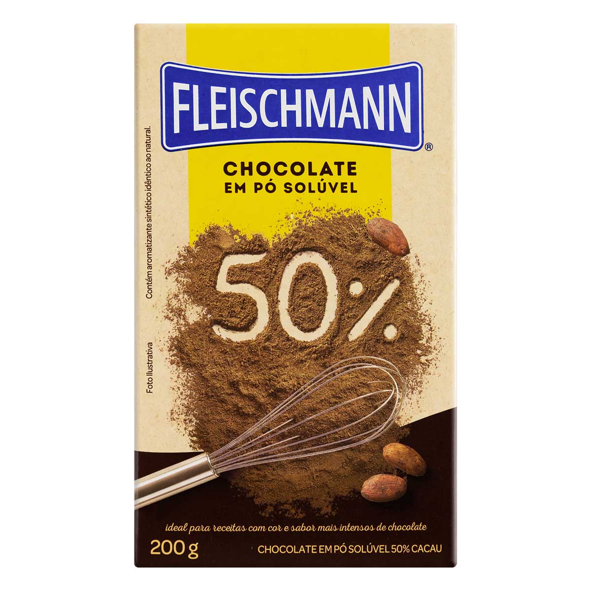 Chocolate em Pó Solúvel 50% Cacau Fleischmann 200g