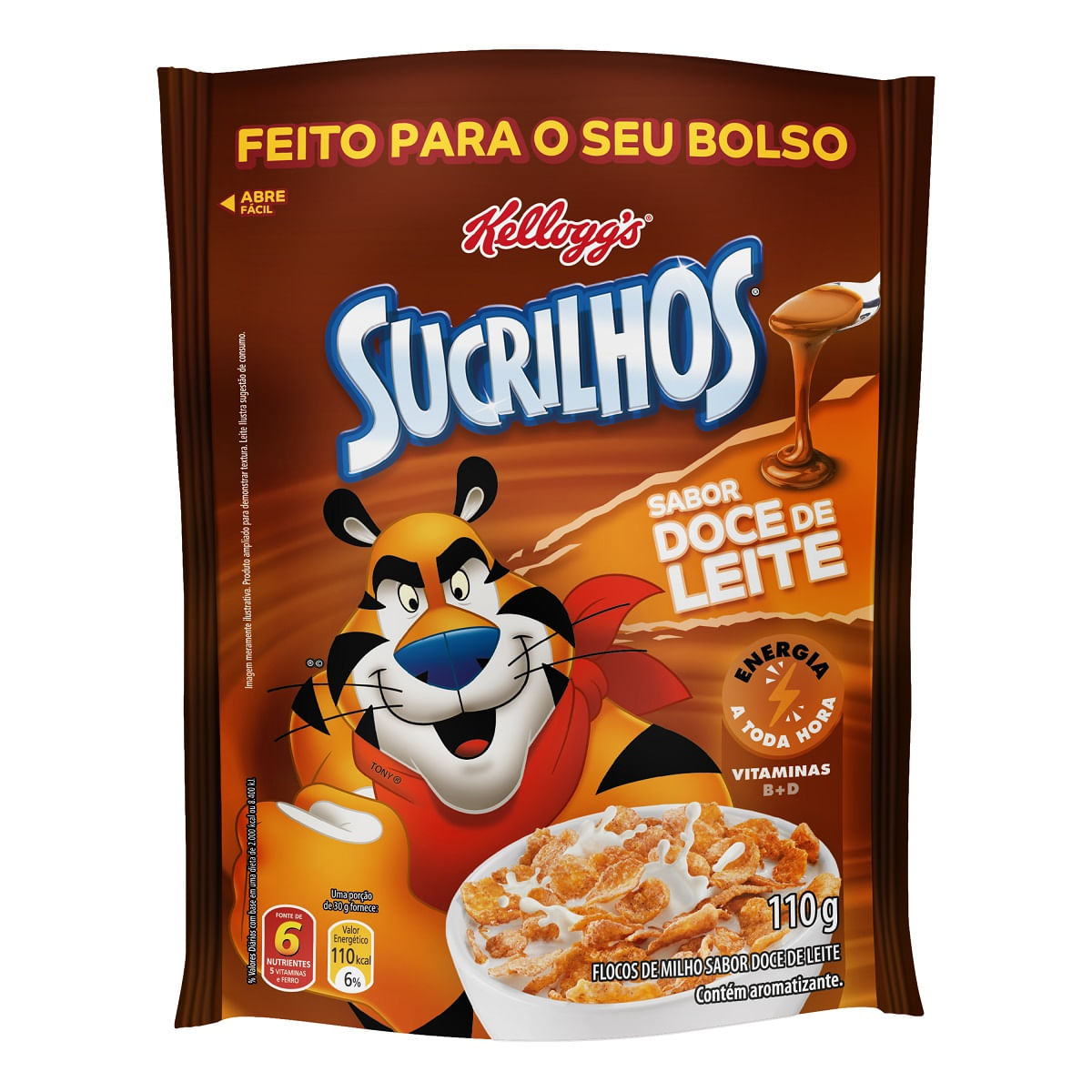 Cereal Matinal Doce de Leite Kellogg&apos;s Sucrilhos Pacote 110g