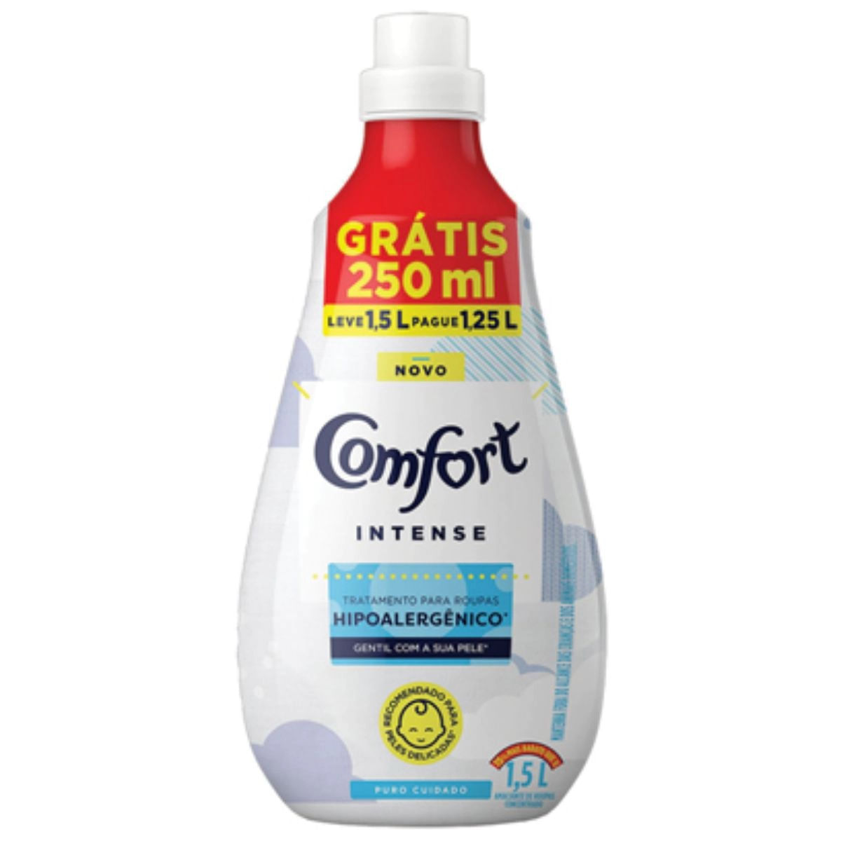 Amaciante de Roupa Concentrado Puro Cuidado Comfort Frasco Leve 1,5 L Pague 1,25 L