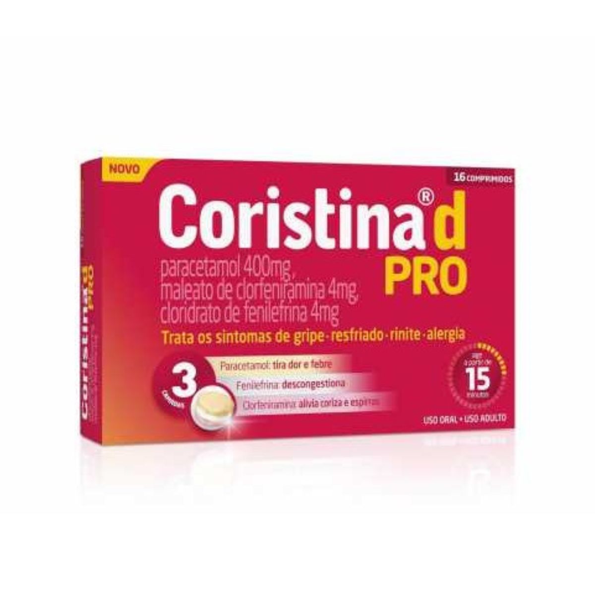 Coristina D Pro 400mg + 4mg + 4mg  16 Comprimidos