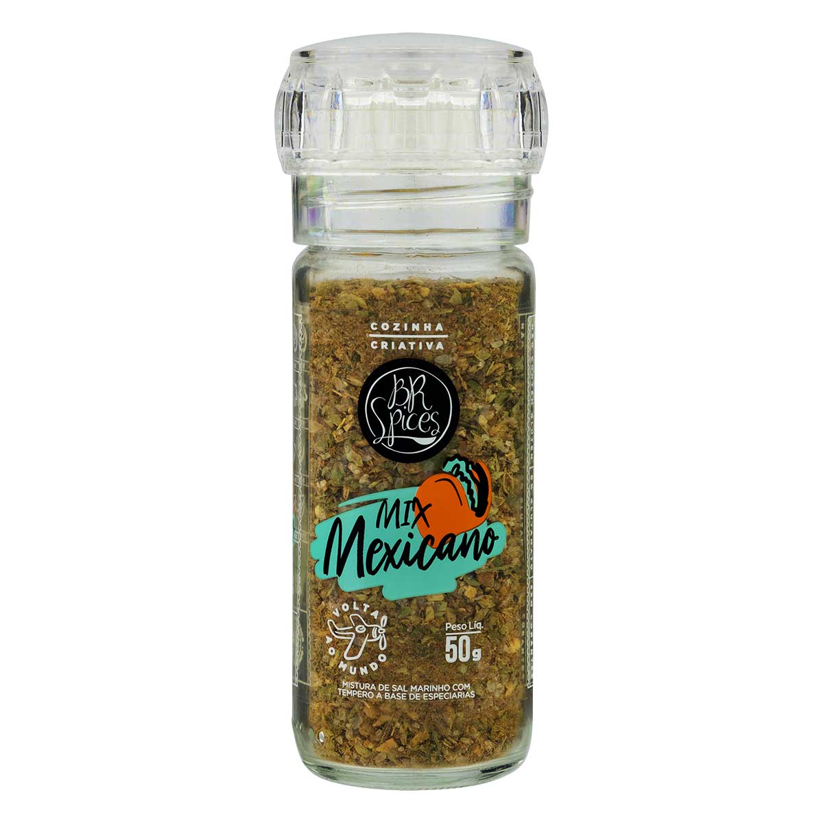 Sal Marinho com Moedor Mix Mexicano BR Spices Volta ao Mundo 50g