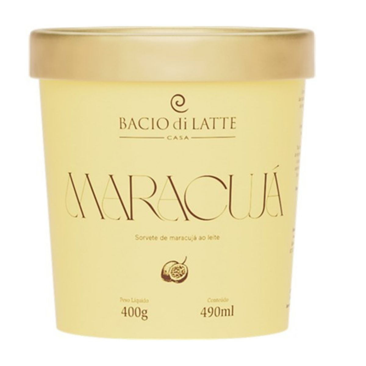 Sorvete Bacio Di Latte Creme Maracujá Pote 490 ml