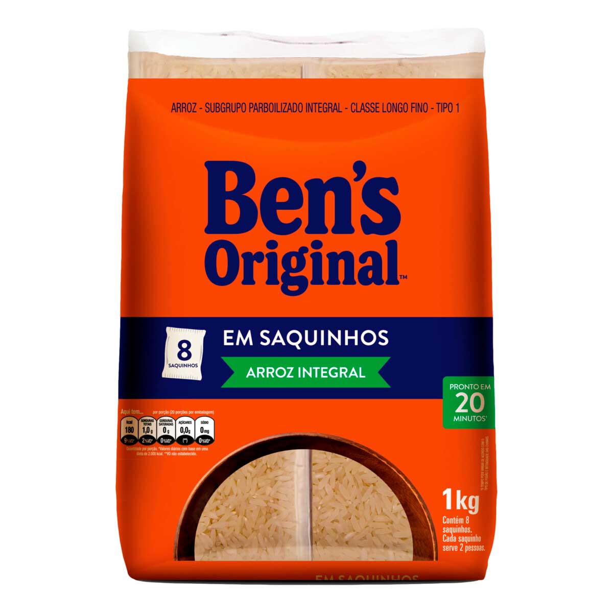 Arroz Parboilizado Tipo 1 Integral Ben&apos;s Original 1kg 8 Unidades