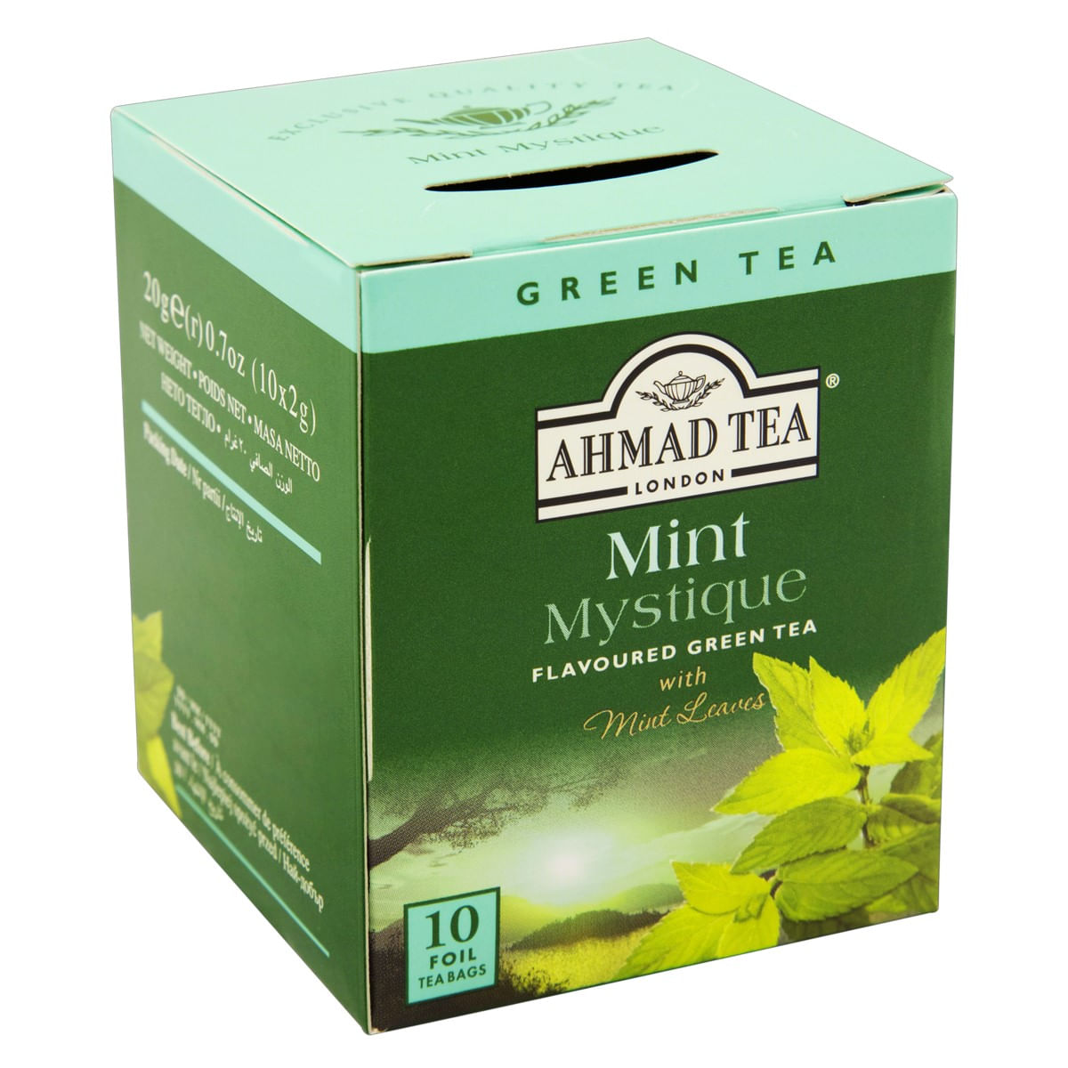 Chá Verde Mint Mystique Ahmad Tea London Caixa com 10 Sachês