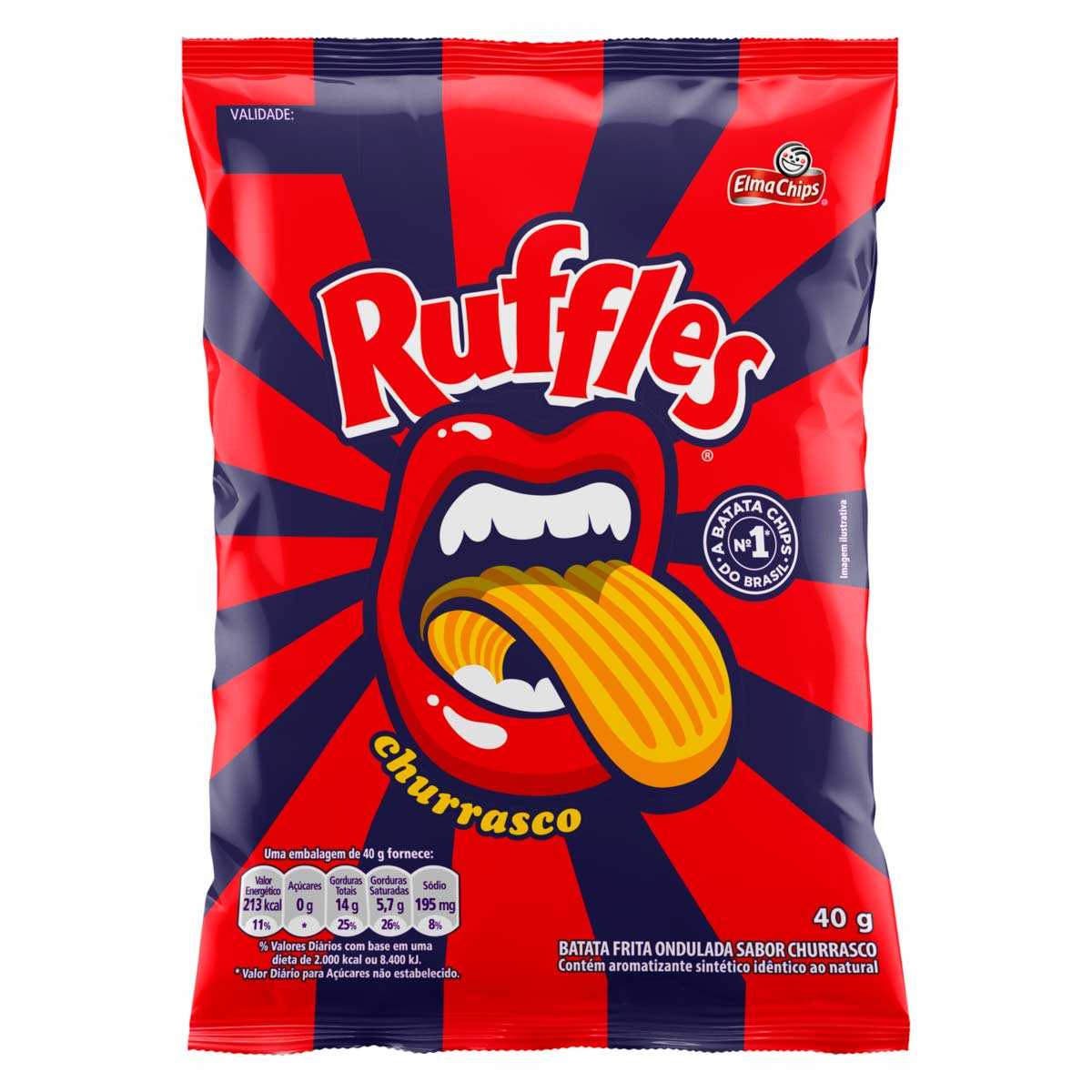 Batata Frita Ondulada Sabor Churrasco Elma Chips Ruffles 40g