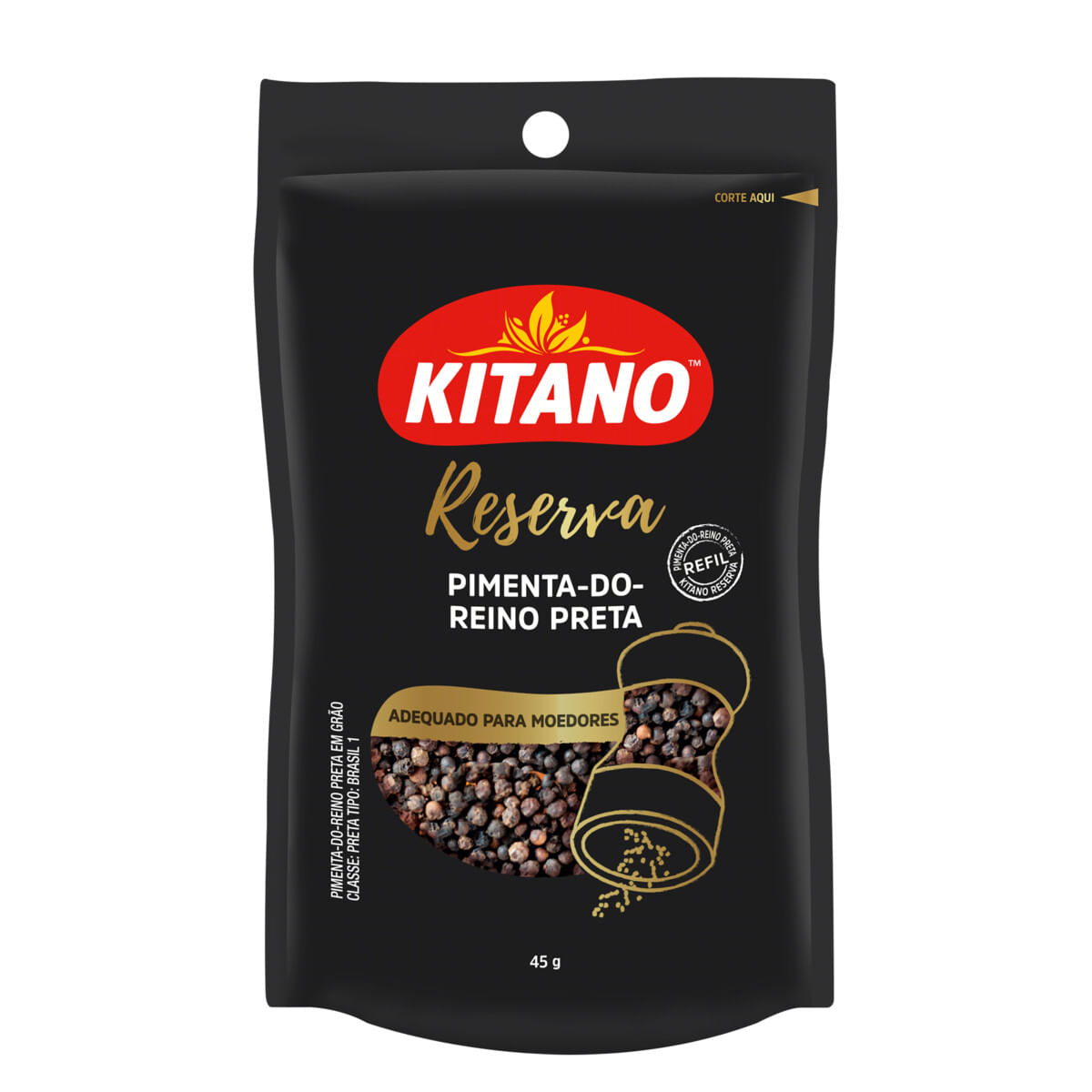 Pimenta do Reino Preta em Grãos Kitano Reserva 45g Refil