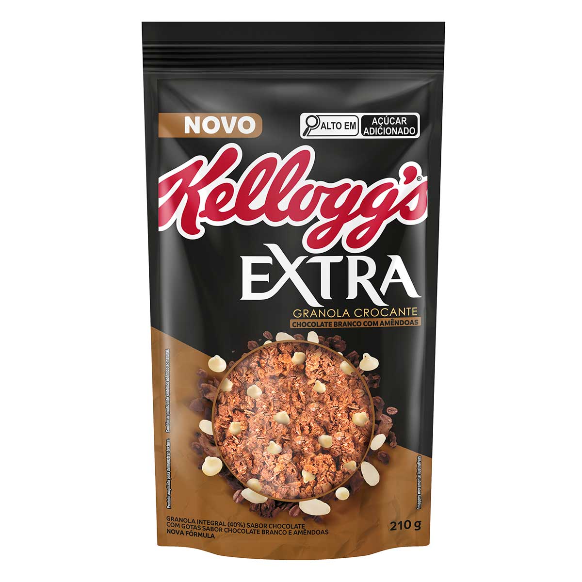 Granola Crocante Sabor Chocolate Branco com Amêndoas Kellogg&apos;s Extra 210g