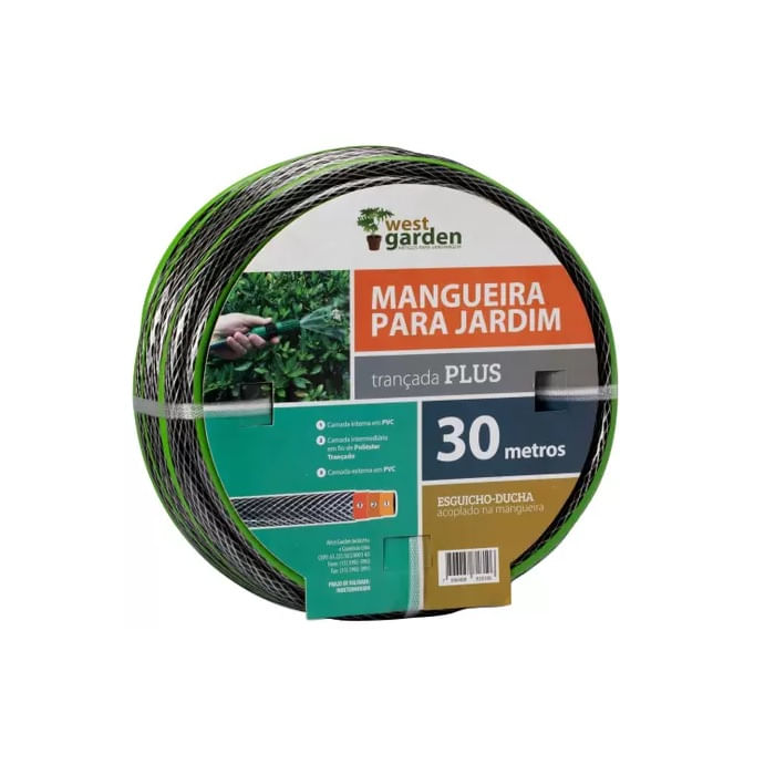 Mangueira Trançada MJT 30m Com Esguicho West Garden