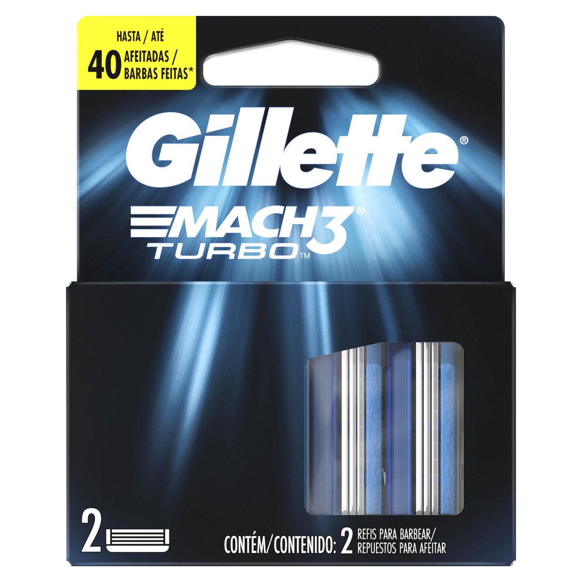 Carga para Aparelho de Barbear Gillette Mach 3 Turbo 2 Unidades