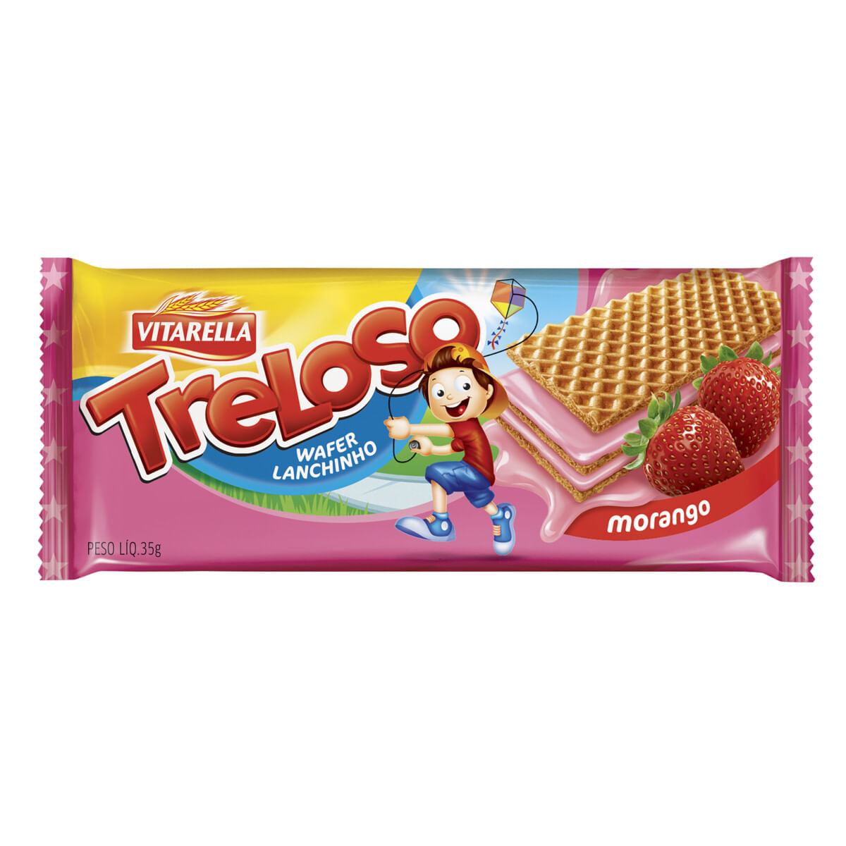 Wafer Lanchinho Recheio Morango Vitarella Treloso 35 g