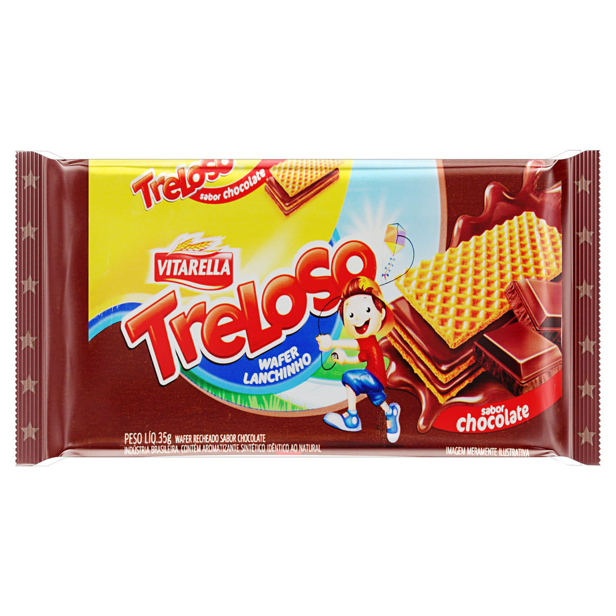 Wafer Lanchinho Recheio Chocolate Vitarella Treloso 35 g