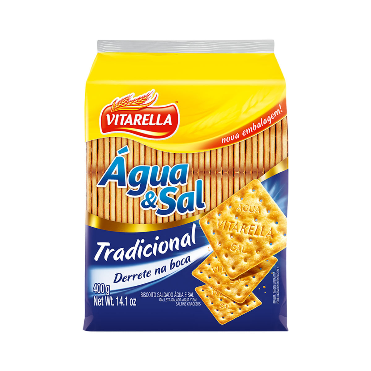 Biscoito Água e Sal Tradicional Vitarella Pacote 400g