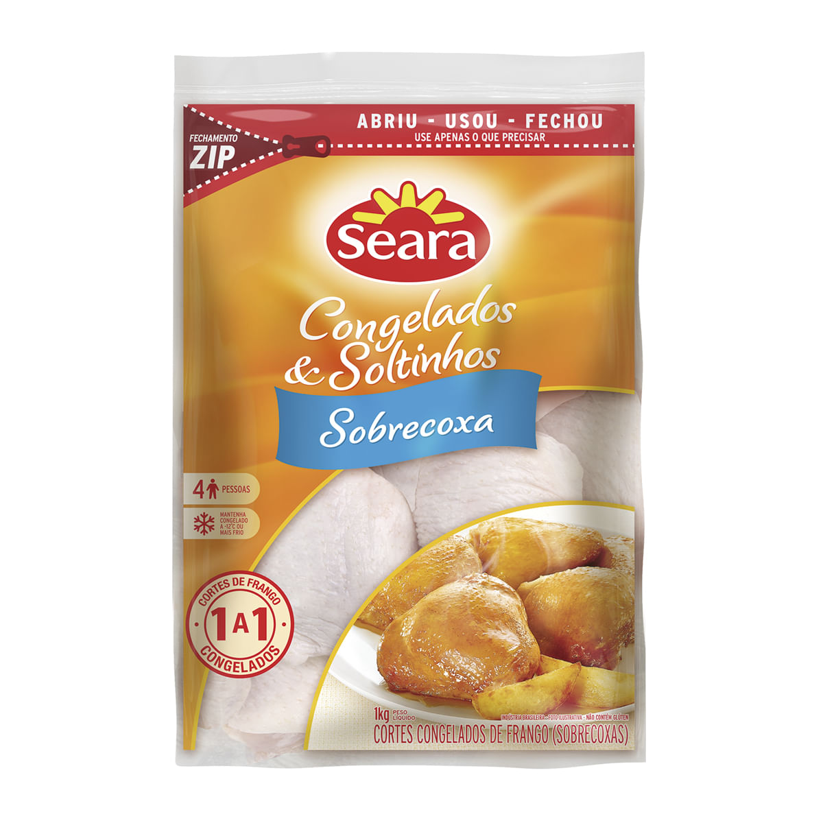 Pedaços de Sobrecoxa de Frango Congelado Seara 1Kg