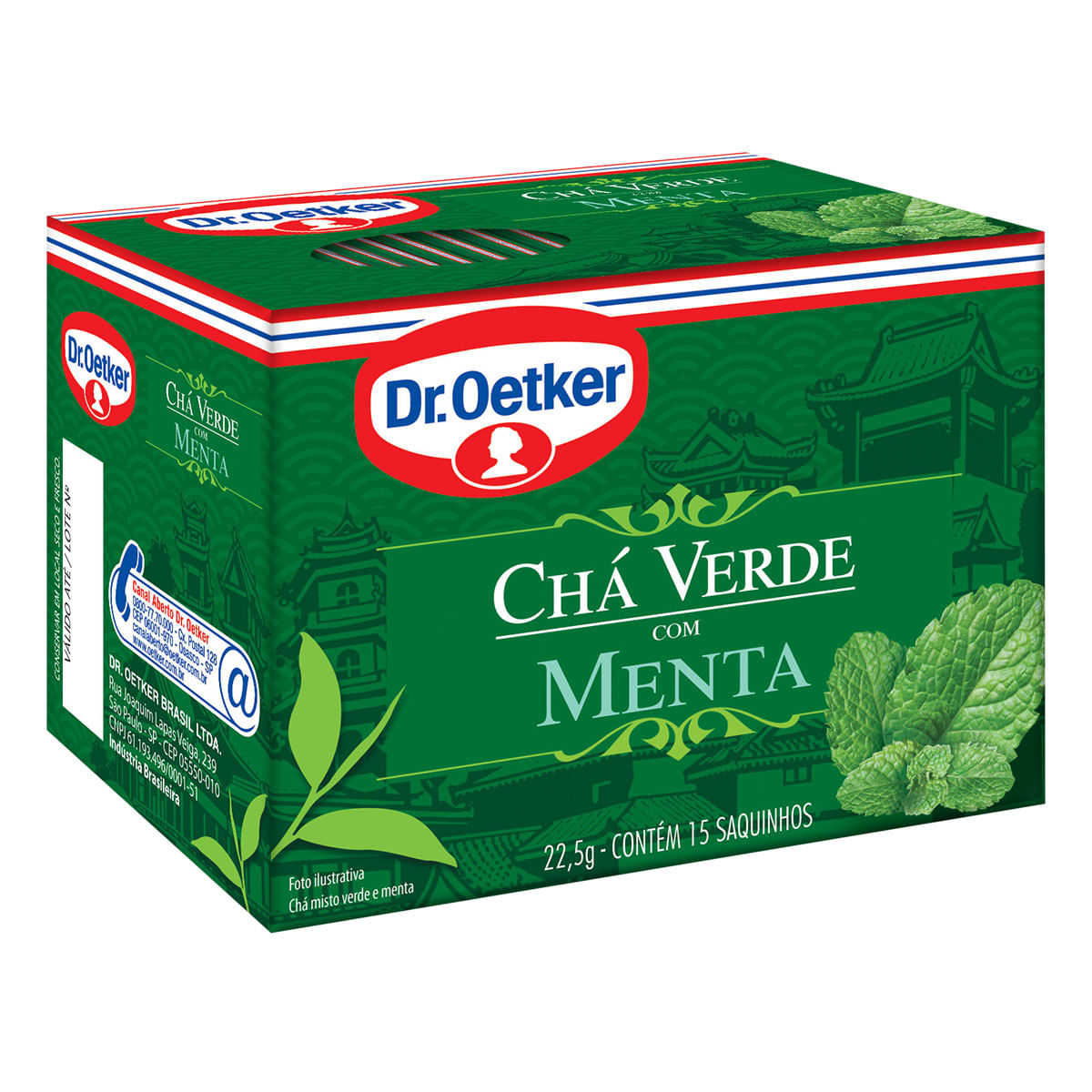 Chá Chá Verde e Menta Dr. Oetker Caixa com 15 Sachês 22.5g