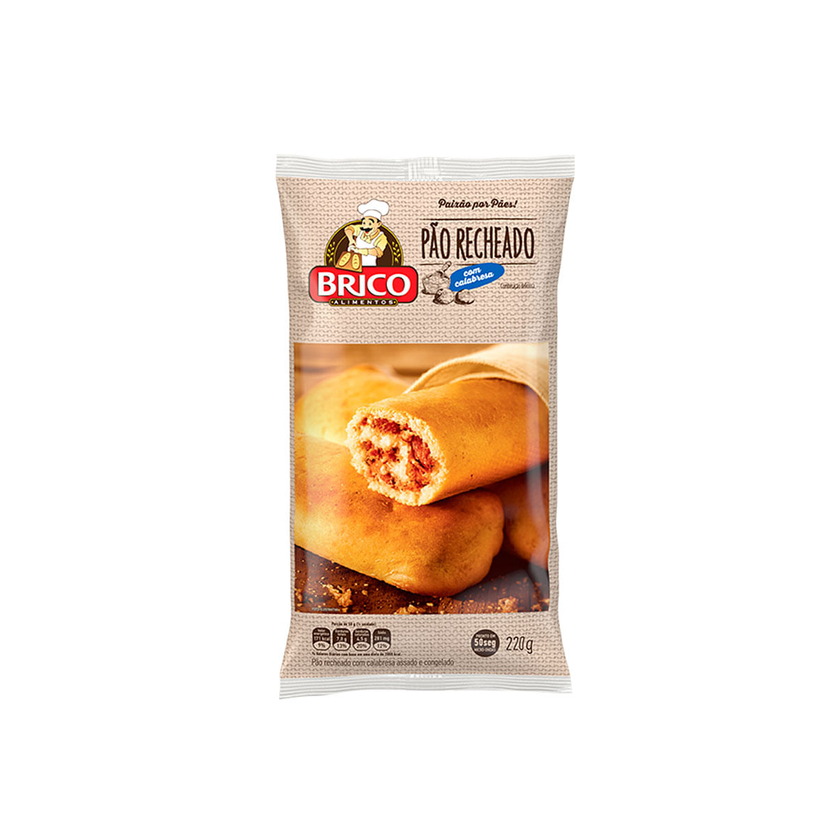 Mini Baguete Recheada com Calabresa Congelada Brico 220g