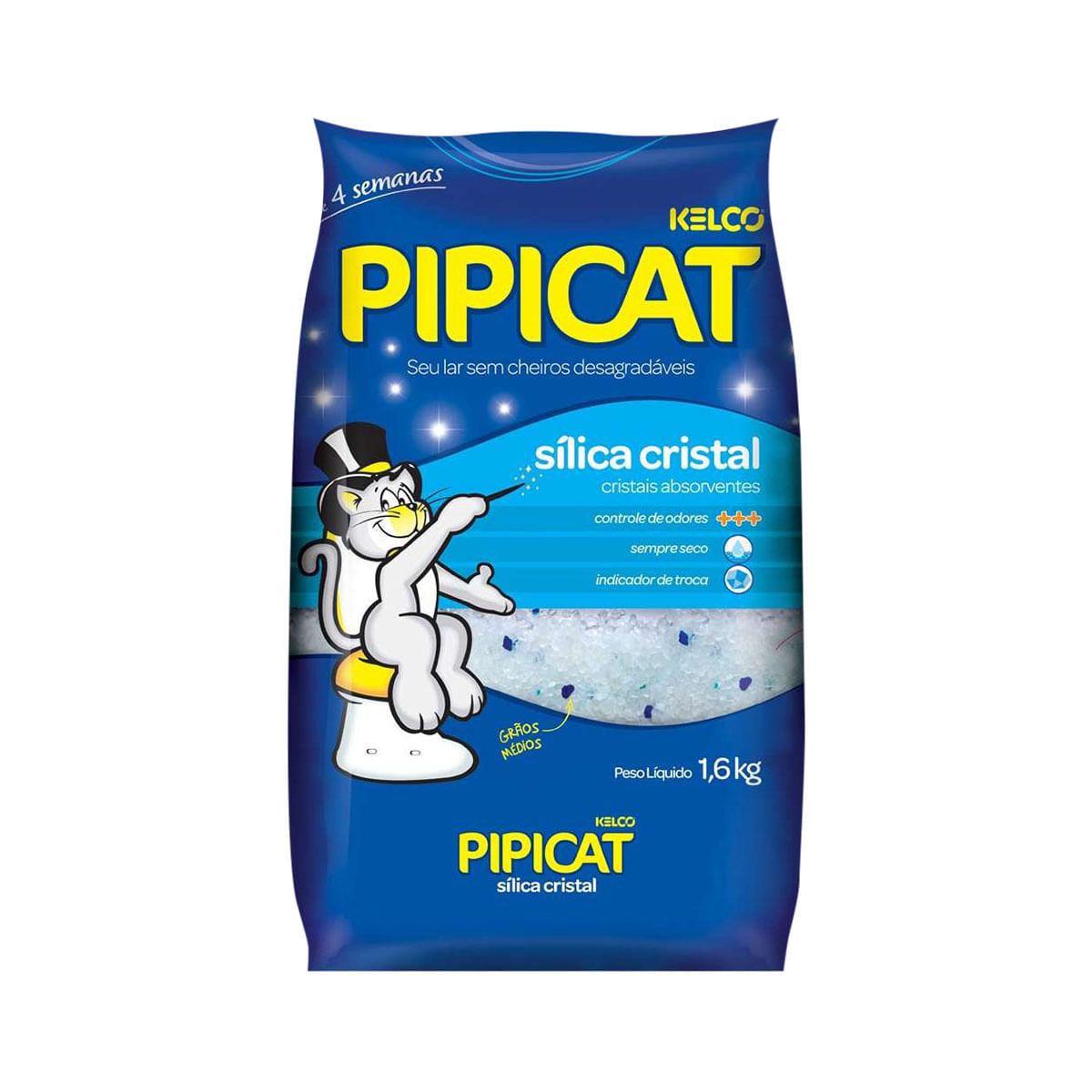 Areia Higiênica Sílica Cristal Pipicat 1,6kg