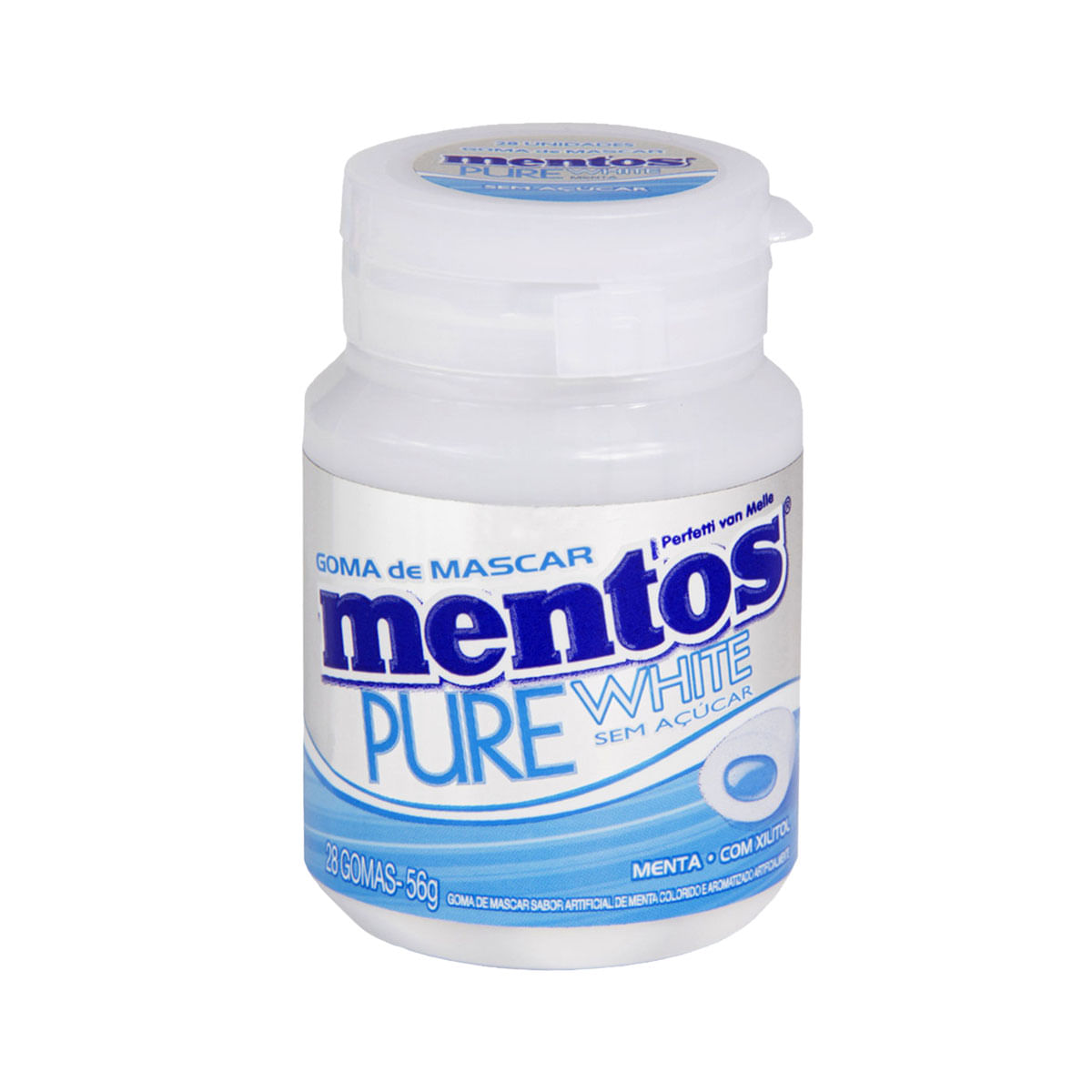 Goma de Mascar sem Açúcar Menta Mentos Pure White 56g