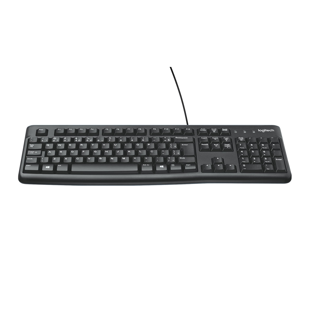 Teclado com fio USB Logitech K120 Resistente à Respingos e Layout ABNT2