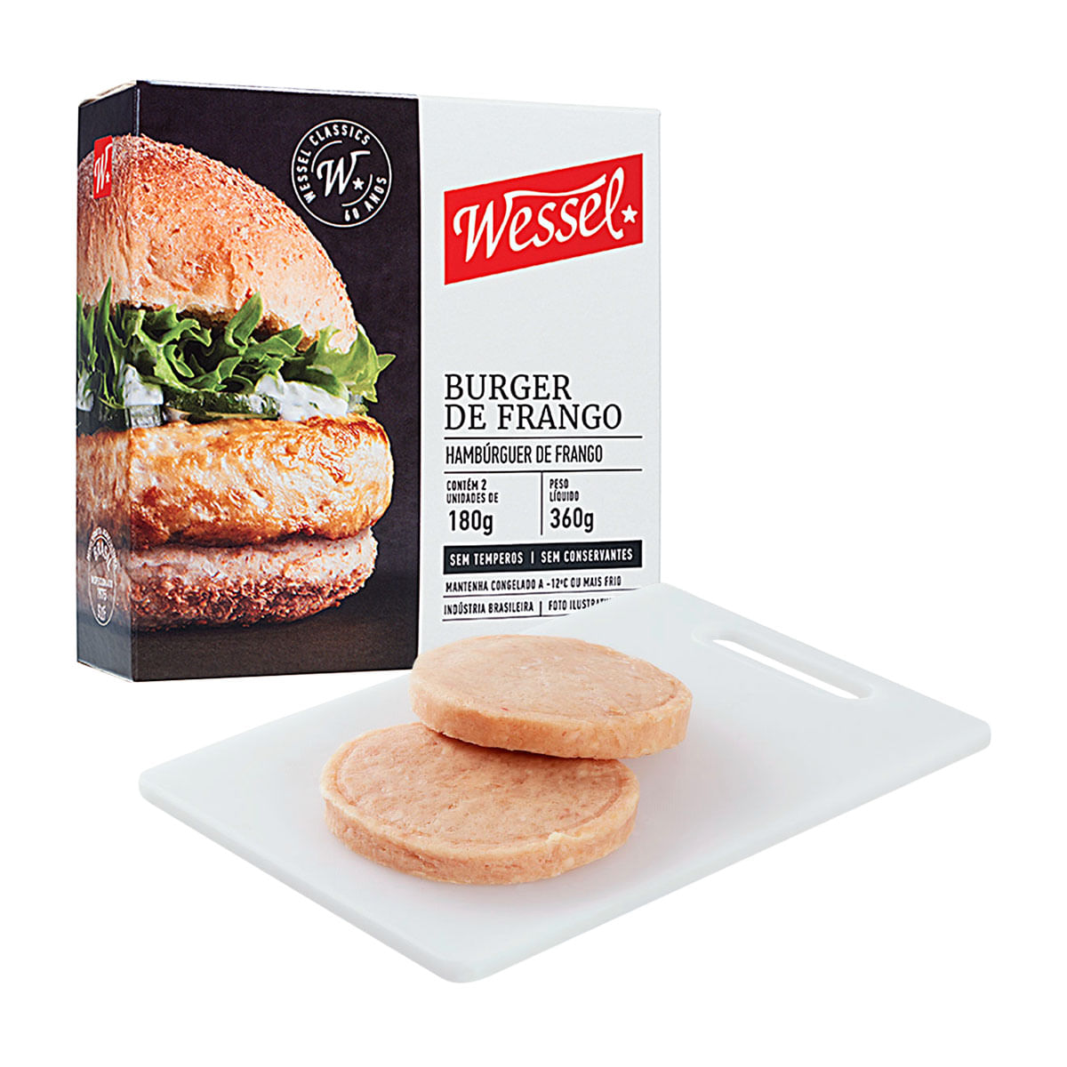 Hambúrguer de Frango Wessel 360g com 2 Unidades