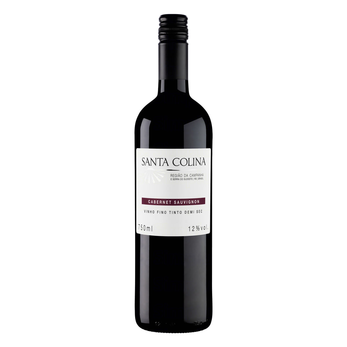 Vinho Brasileiro Tinto Demi-Sec Santa Colina Cabernet Sauvignon Campanha e Serra do Sudeste Garrafa 750 ml