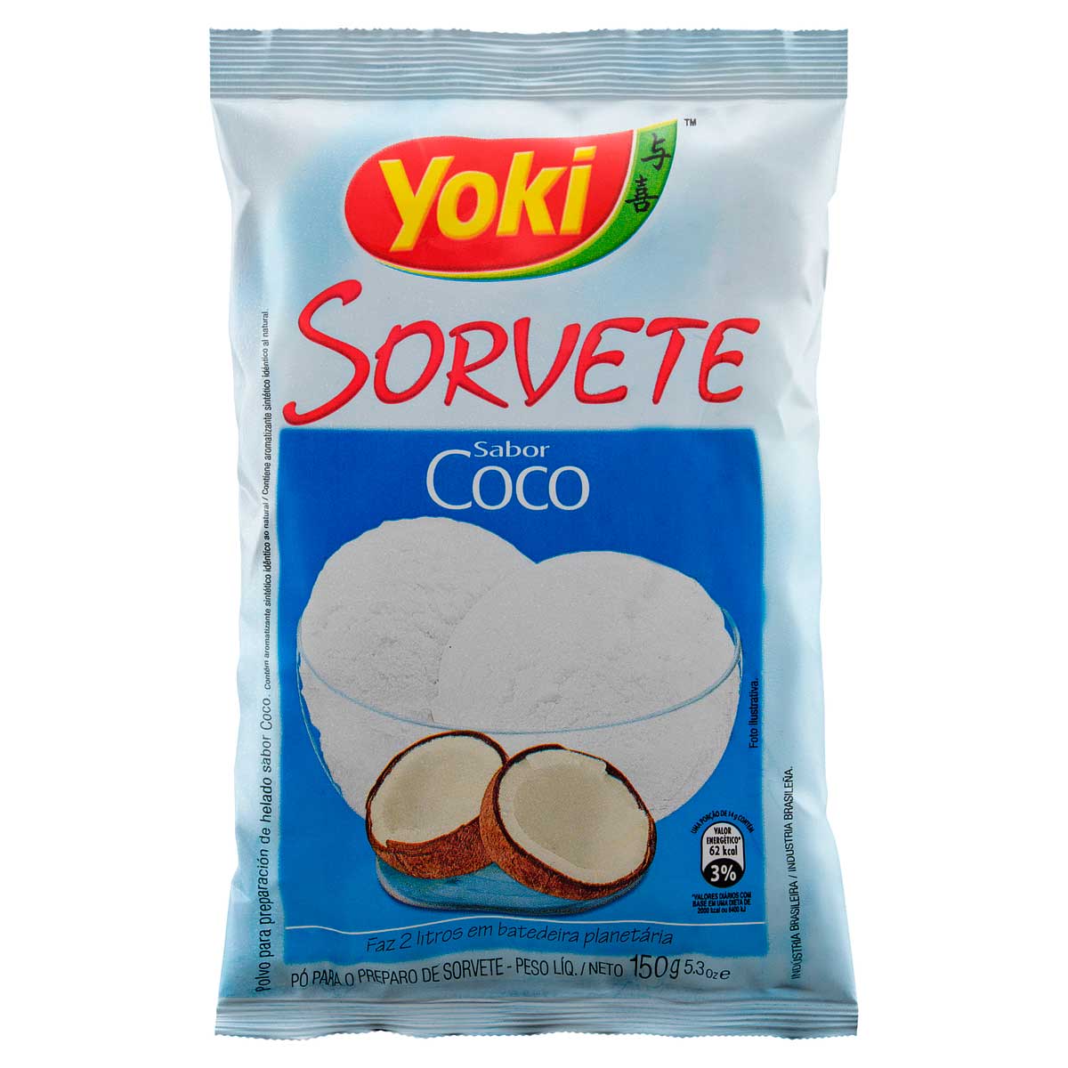 Pó para Sorvete Coco Yoki Pacote 150 g