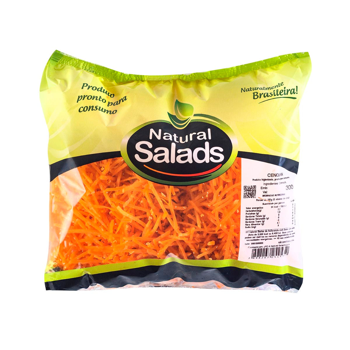 Cenoura Higienizada Ralada Natural Salads 300g