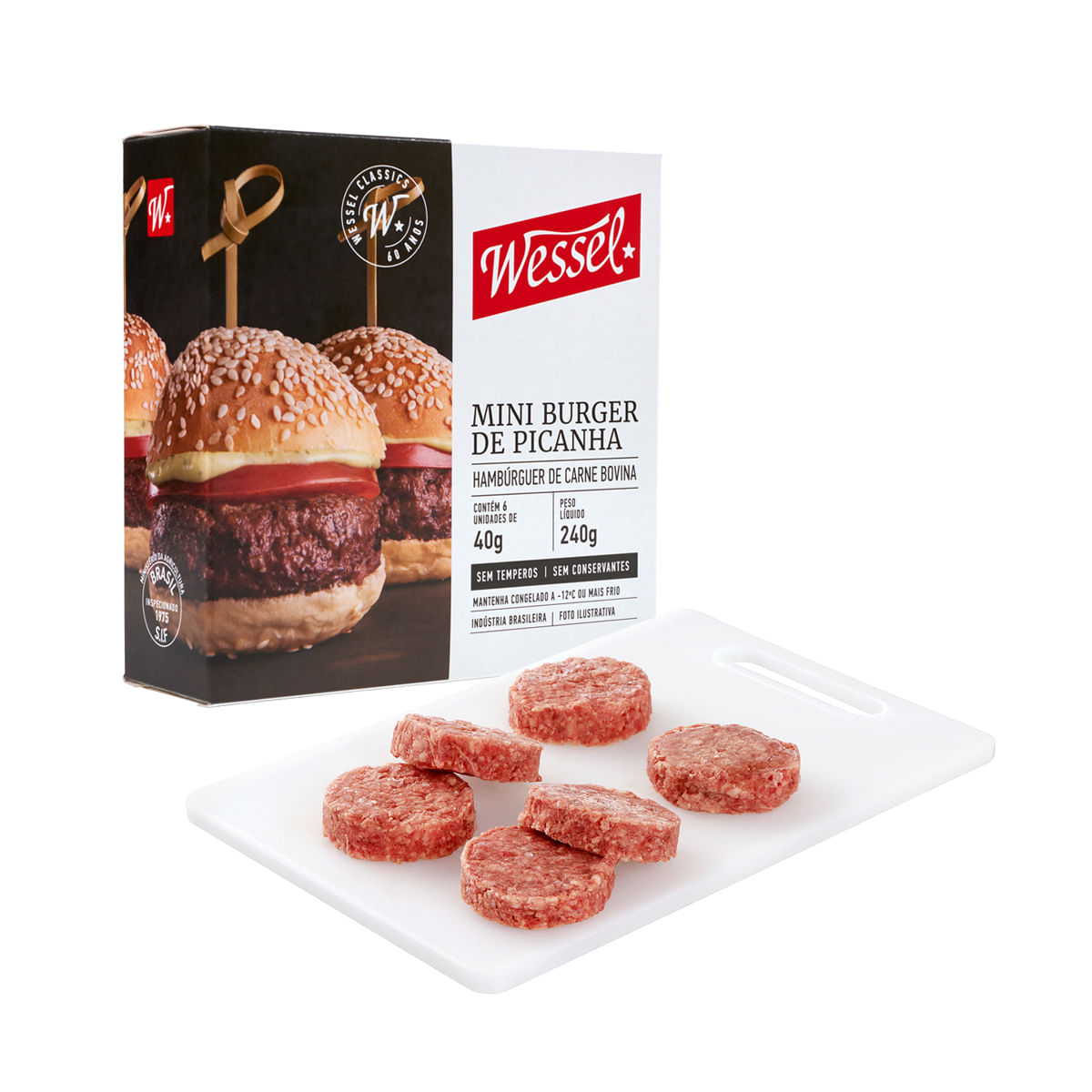 Hambúrguer de Picanha Congelado Wessel 240g com 6 Unidades