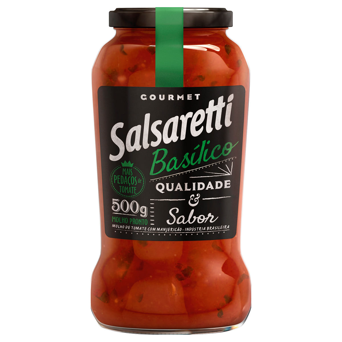 Molho de Tomate Basílico com Manjericão e Pedaços de Tomate Salsaretti Gourmet 500g