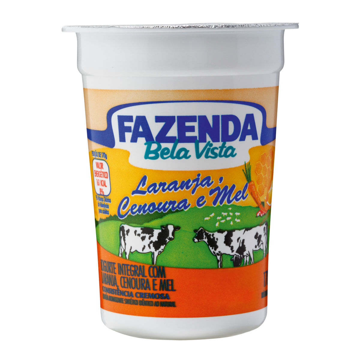 Iogurte Integral Fazenda Bela Vista Laranja, Cenoura e Mel 170g