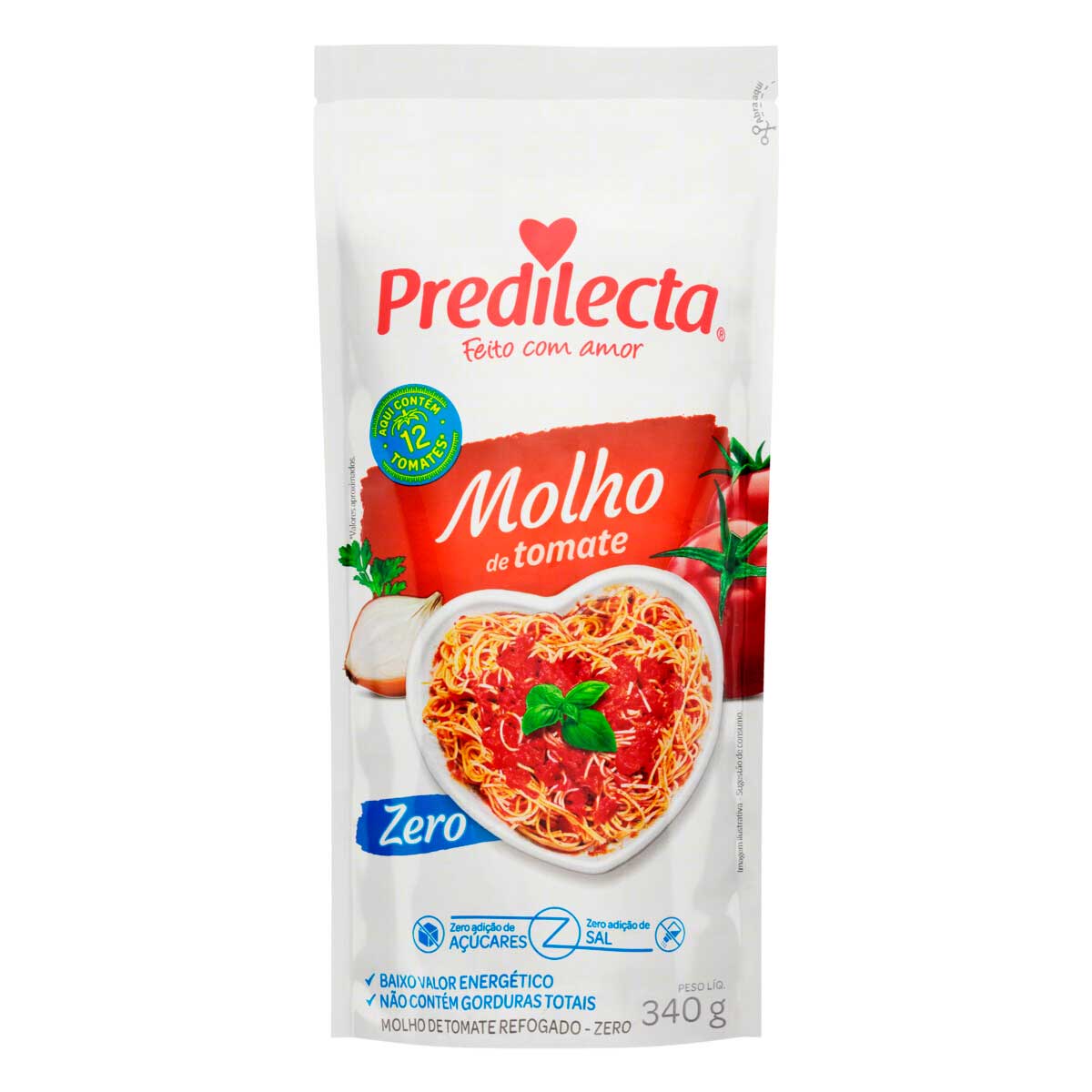 Molho de Tomate Refogado Predilecta Zero Sachê 340 g