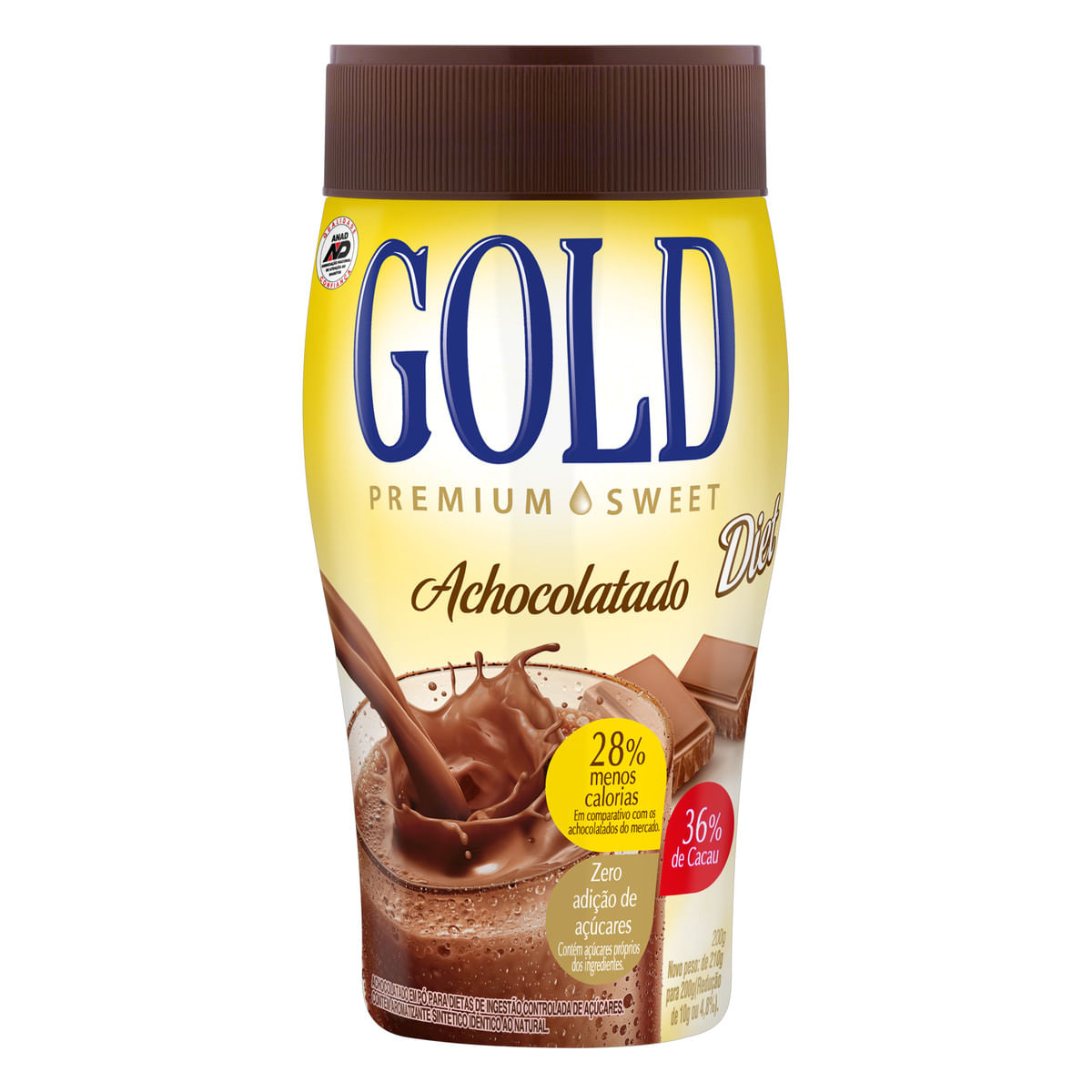 Achocolatado em Pó Solúvel Chocolate Diet Gold Premium Sweet 200 g