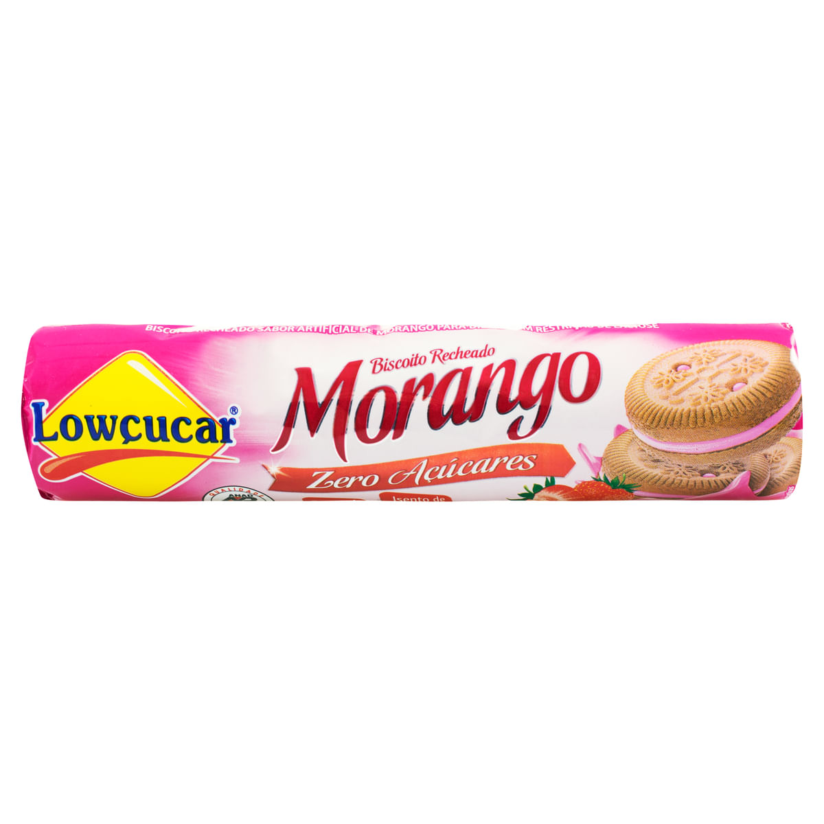 Biscoito Recheado de Morango Lowçucar Zero Açúcar e Lactose 120 g