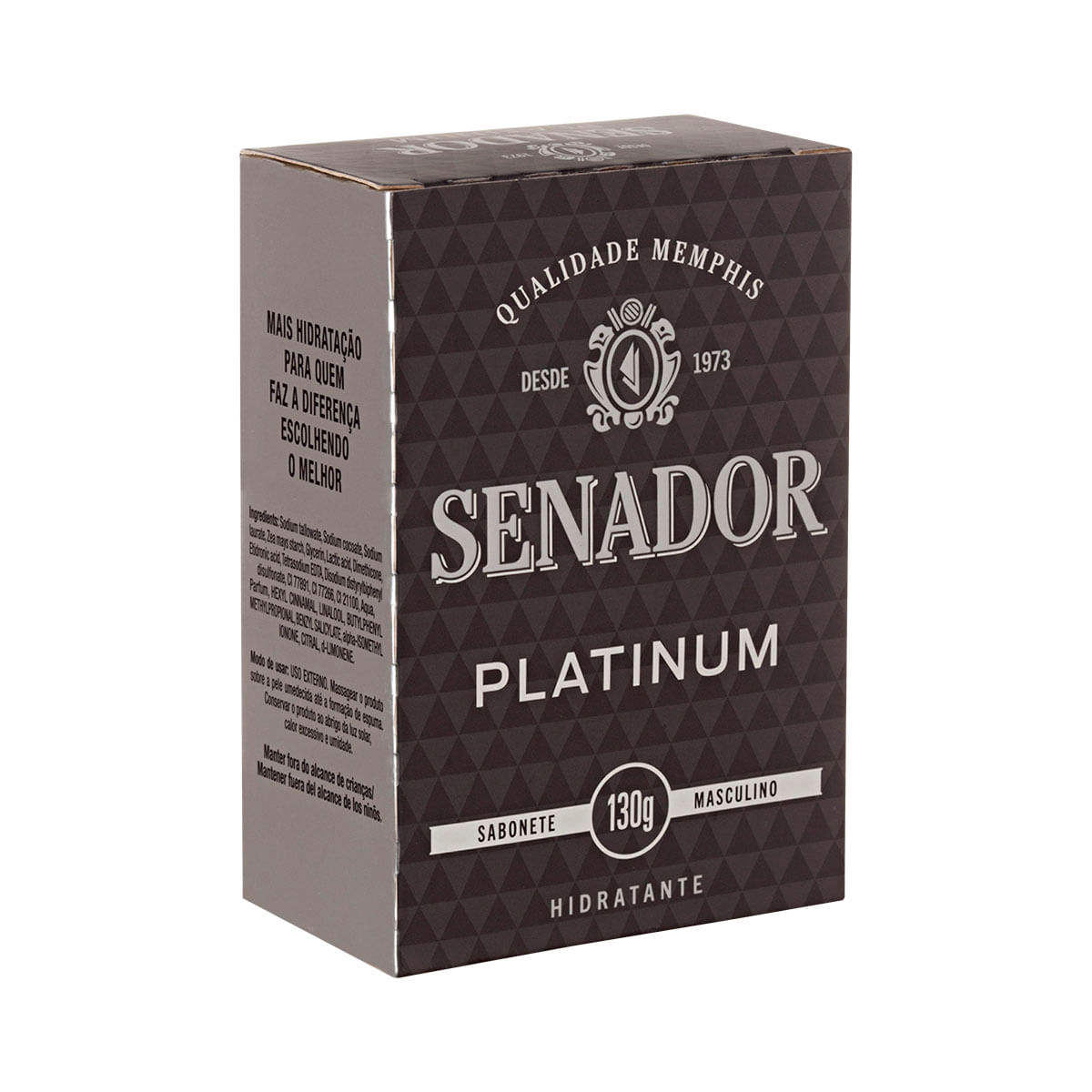 Sabonete em barra masculino hidratante Senador Platinum - 130 g