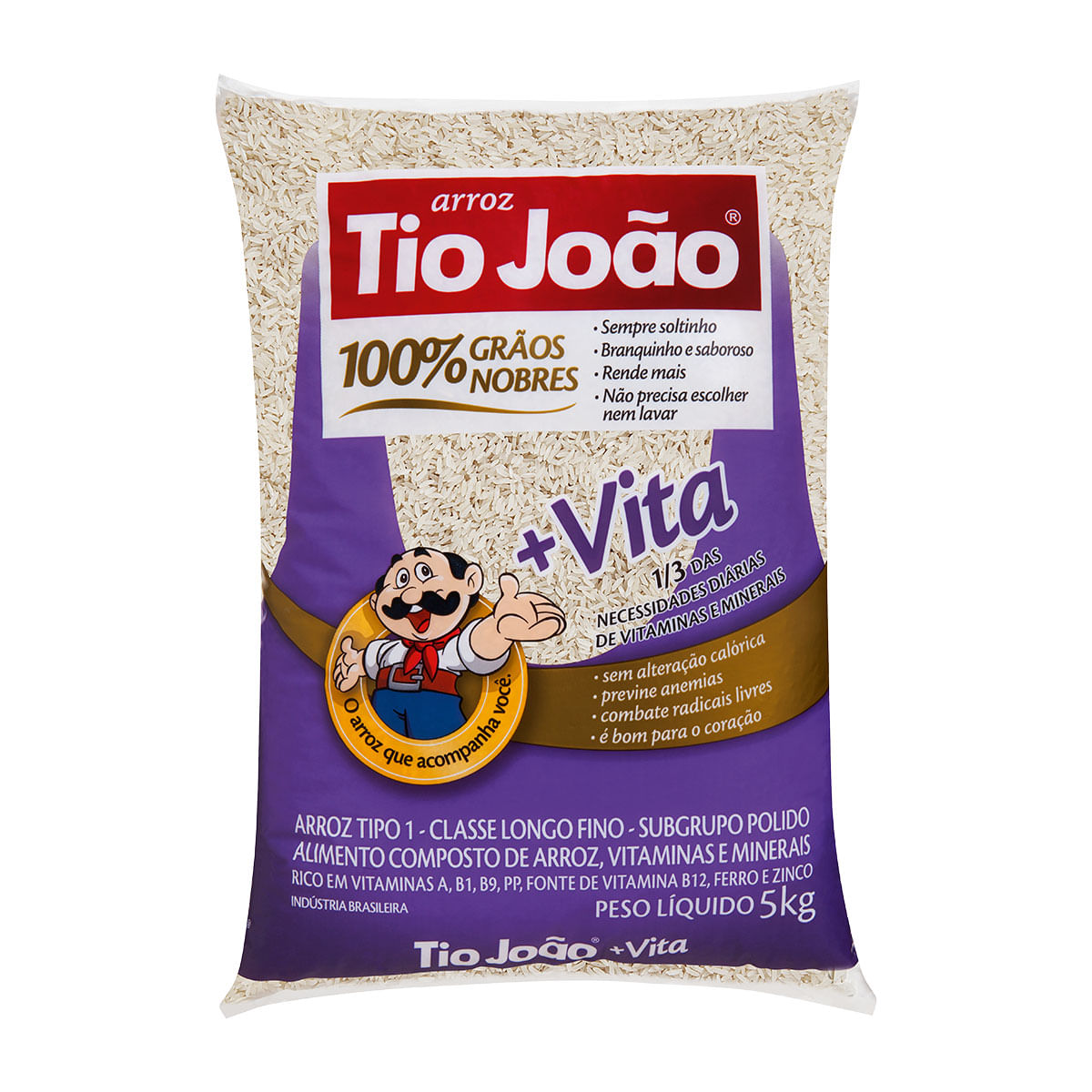 Arroz Branco Longo-Fino Tipo 1 Tio João +Vita 5Kg