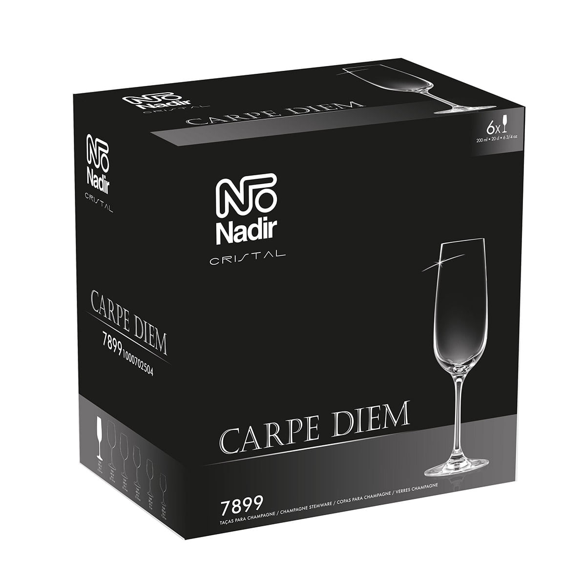 Jogo de Taças para Champanhe em Cristal 200ml Nadir Carpe Diem 7899 - 6 Peças