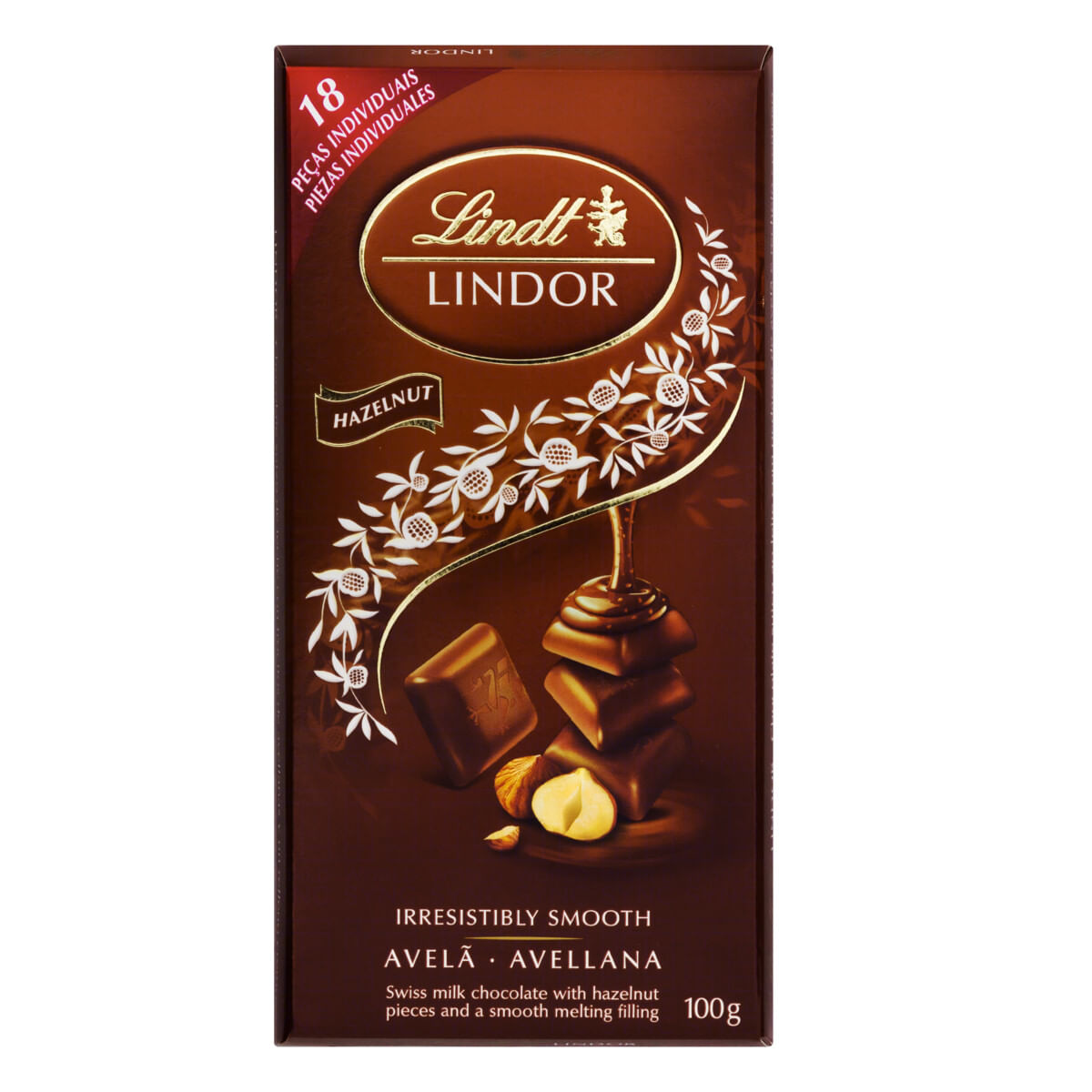 Chocolate ao Leite com Avelã Lindt Lindor Singles 100g 18 unidades