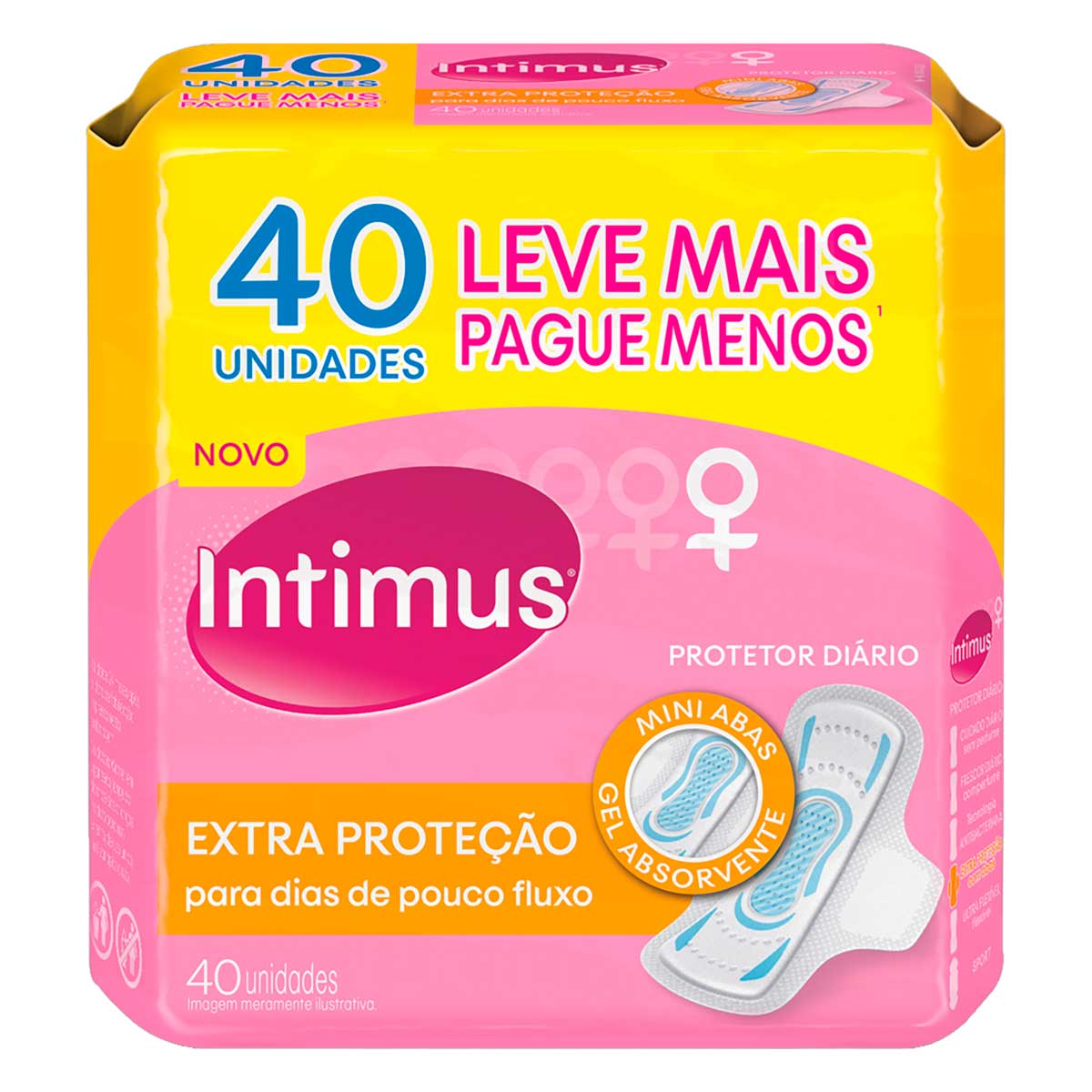 Protetor Diário com Abas Gel Absorvente Intimus Extra Proteção Pacote 40 Unidades Leve Mais Pague Menos