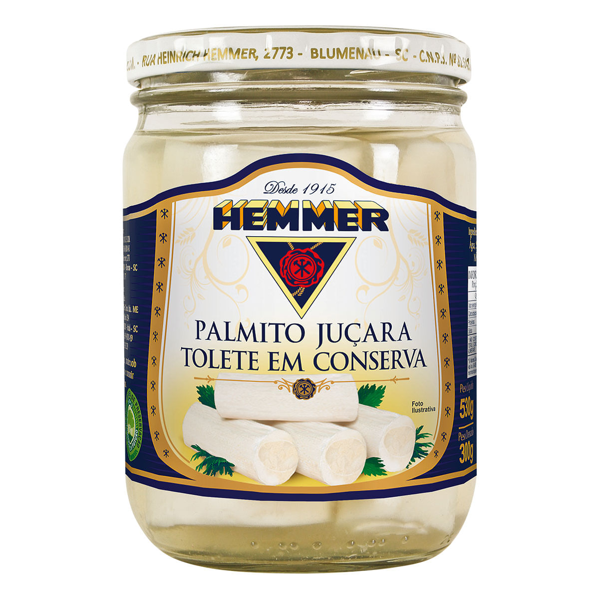 Palmito Juçara Inteiro em Conserva Hemmer 530g