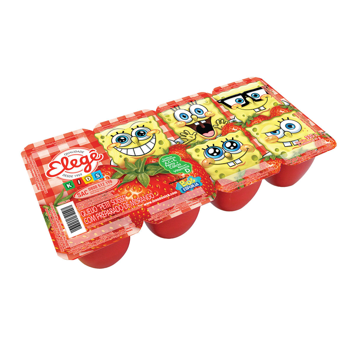 Petit Suisse Desnatado Elegê Bob Esponja Morango 320g