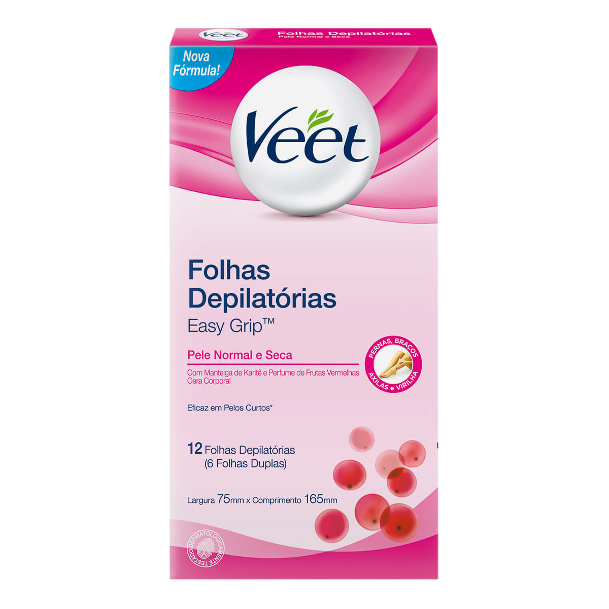 Cera Fria Corporal Veet Peles Normais e Secas 12 Folhas