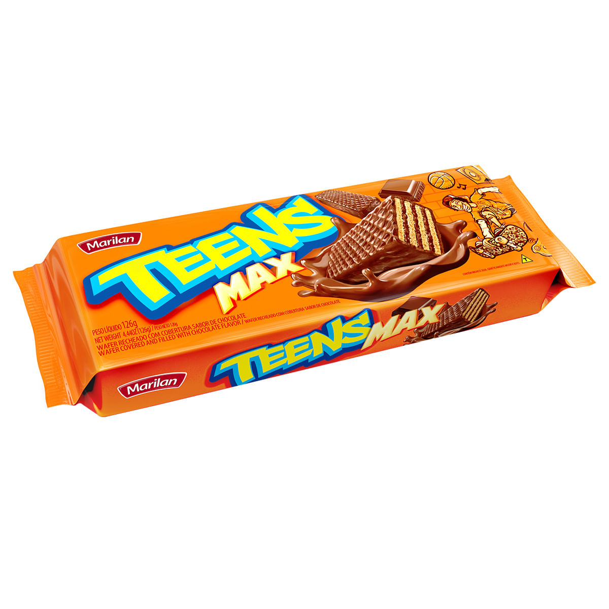 Chocolate ao Leite Recheado com Chocolate Marilan Teens Max 126g