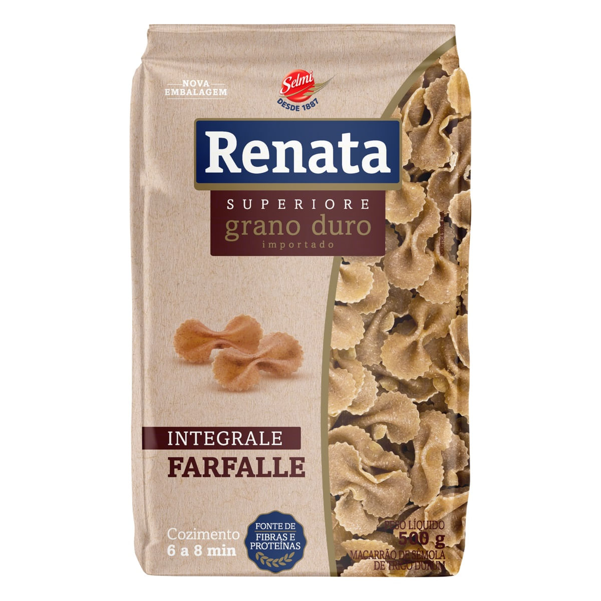 Macarrão Farfalle Integral Renata Grano Duro Superiore 500g