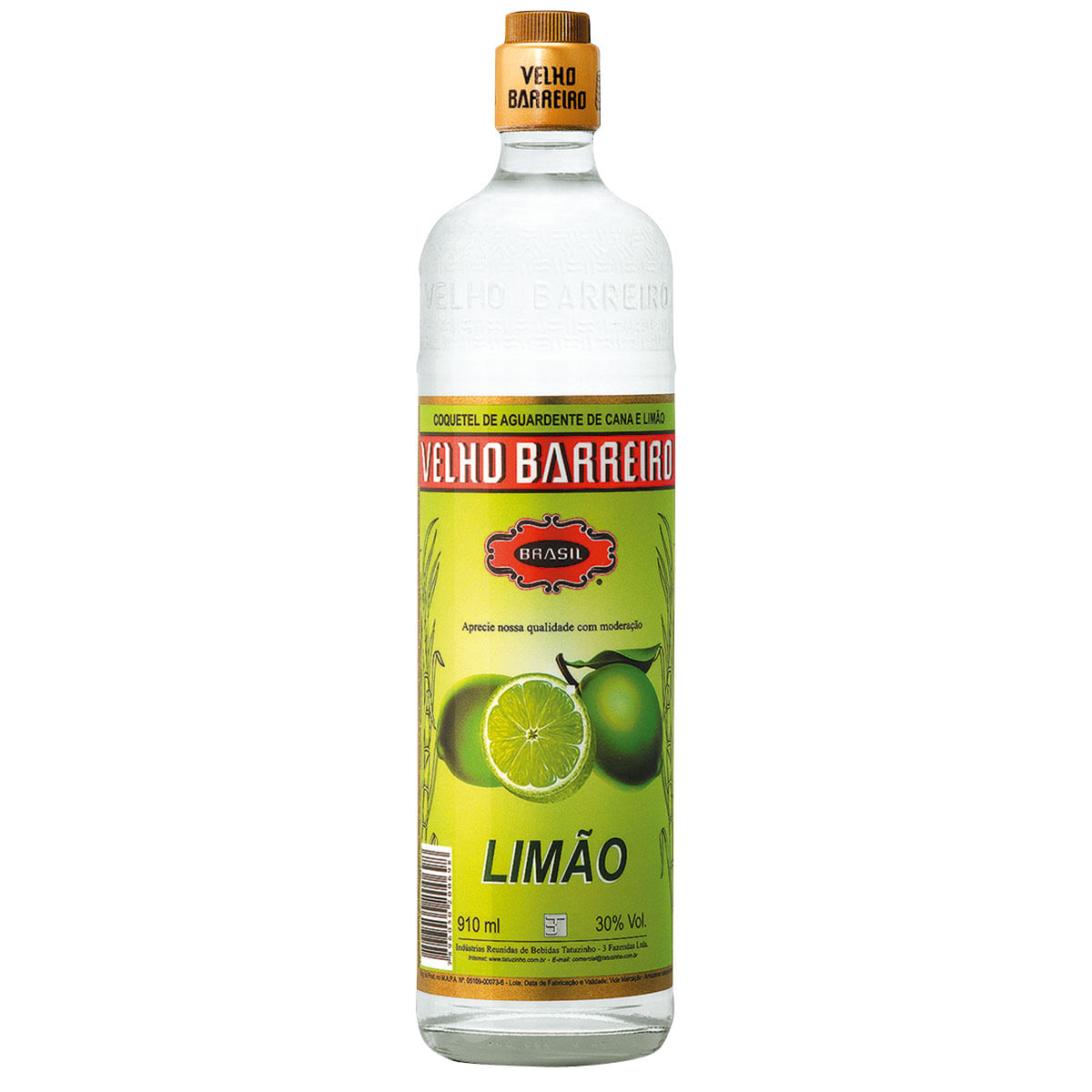 Cachaça Velho Barreiro Sabor Limão 910 ml