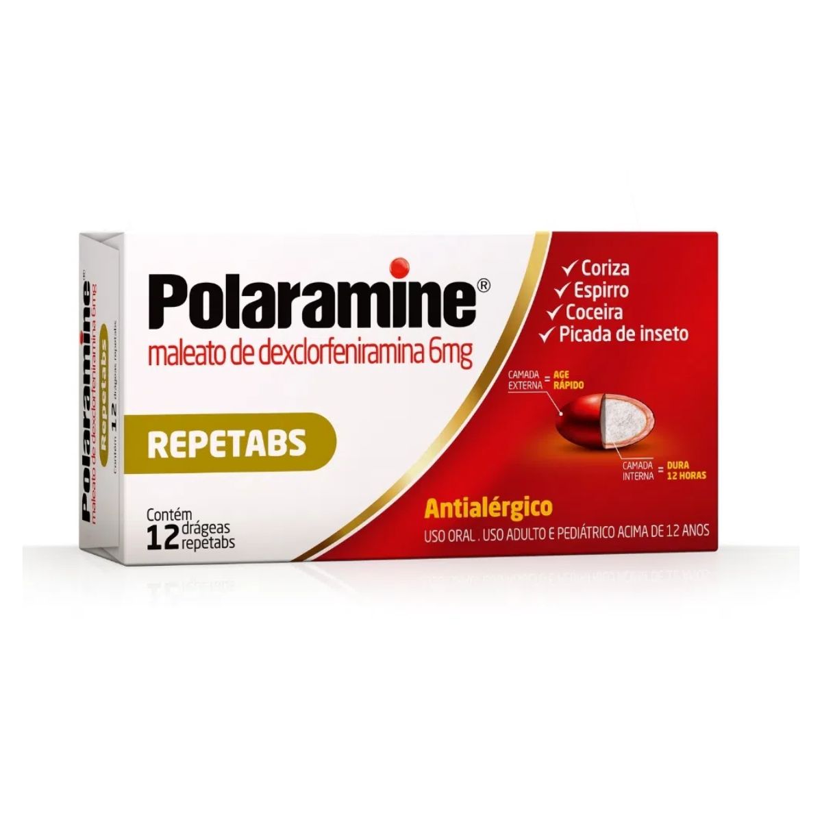 Antialérgico Polaramine 6mg com 12 Drágeas