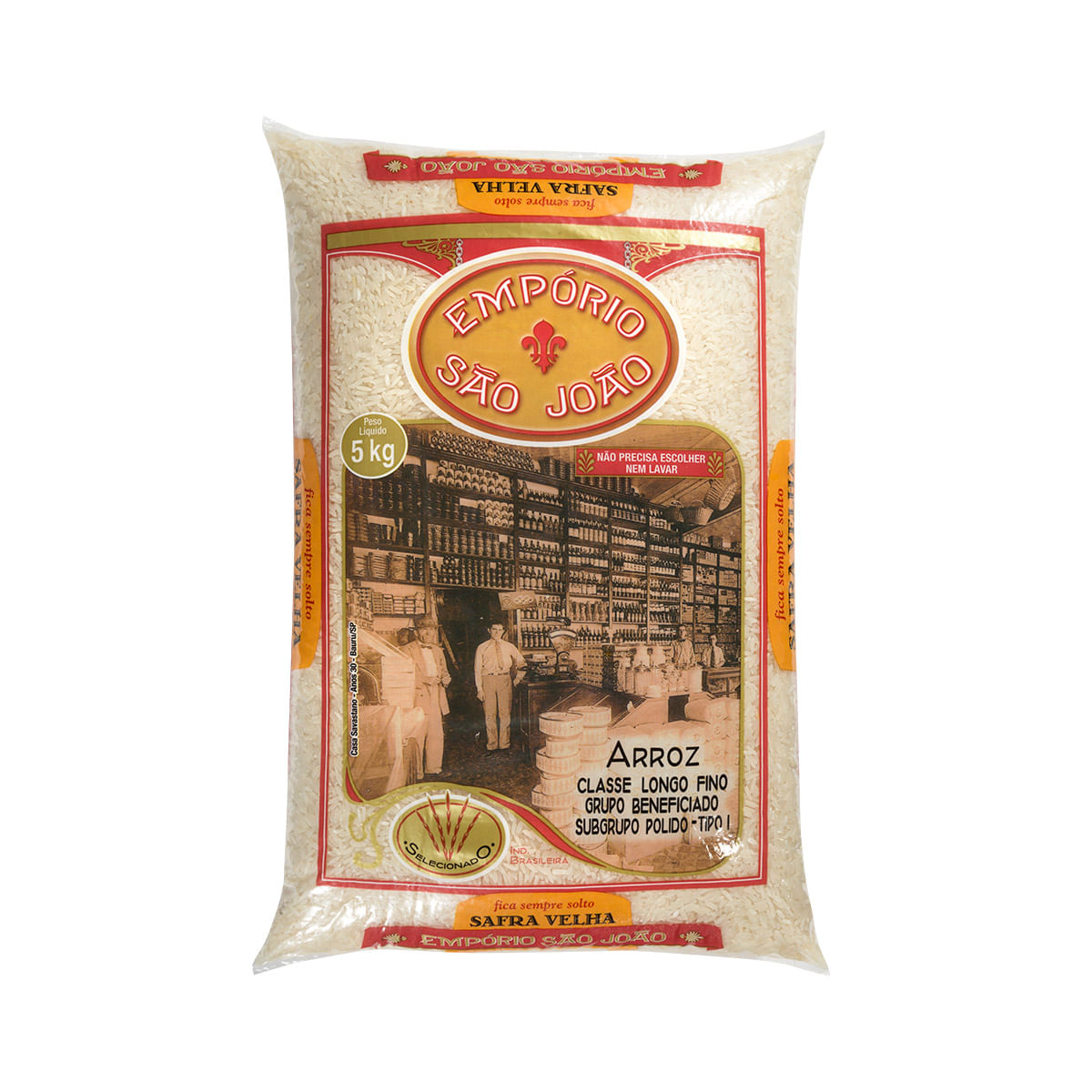 Arroz Branco Longo-fino Tipo 1 Empório São João 5Kg